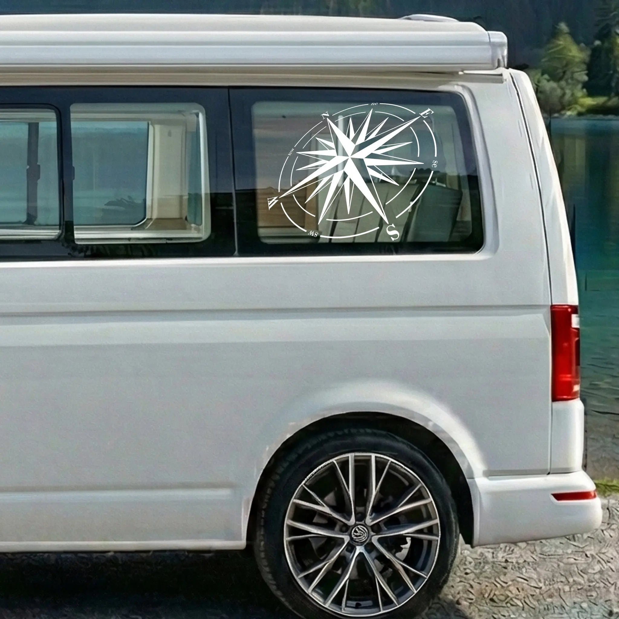 Kompass Windrose Autoaufkleber – Adventure Vanlife Sticker für Camper, Van & Wohnmobil Prakto