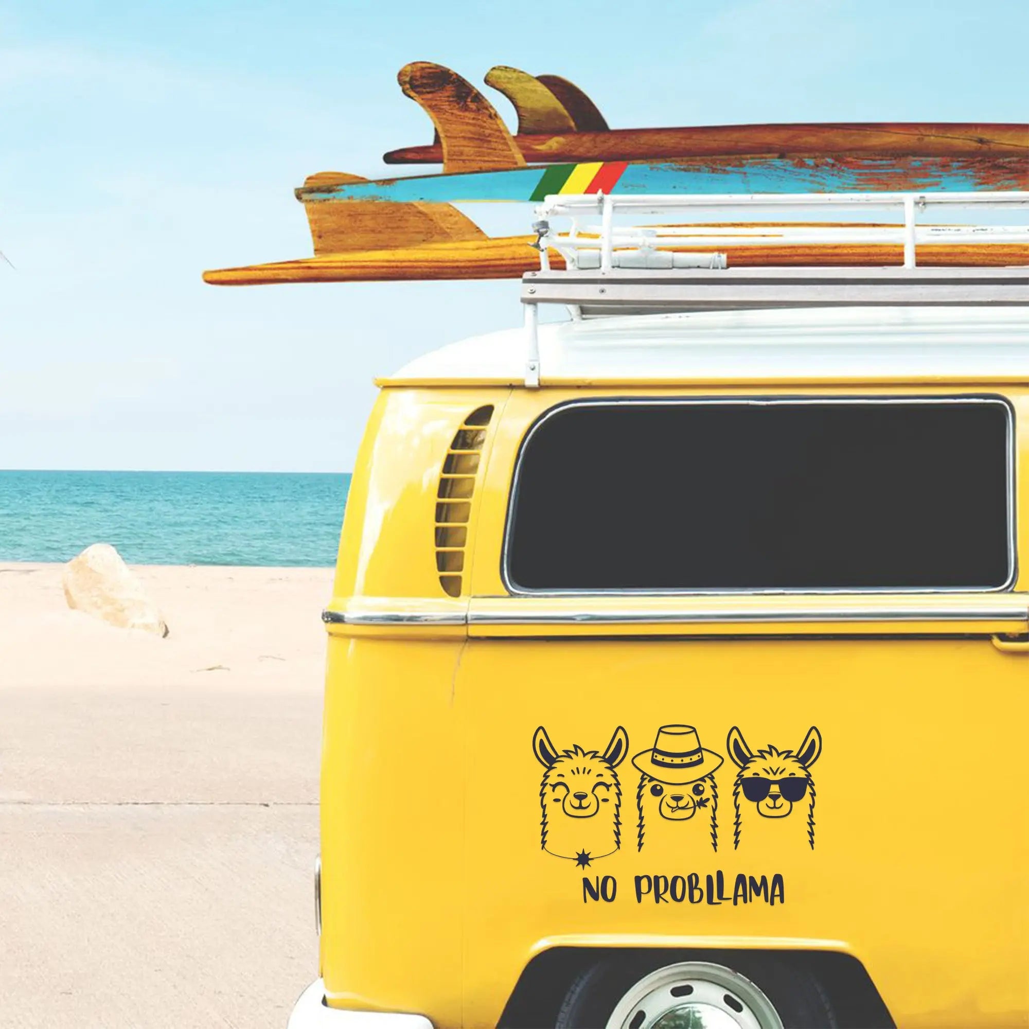 Lustiger Lama Autoaufkleber – Personalisiert mit Name | Vinyl Sticker für Auto, Camper & Laptop prakto