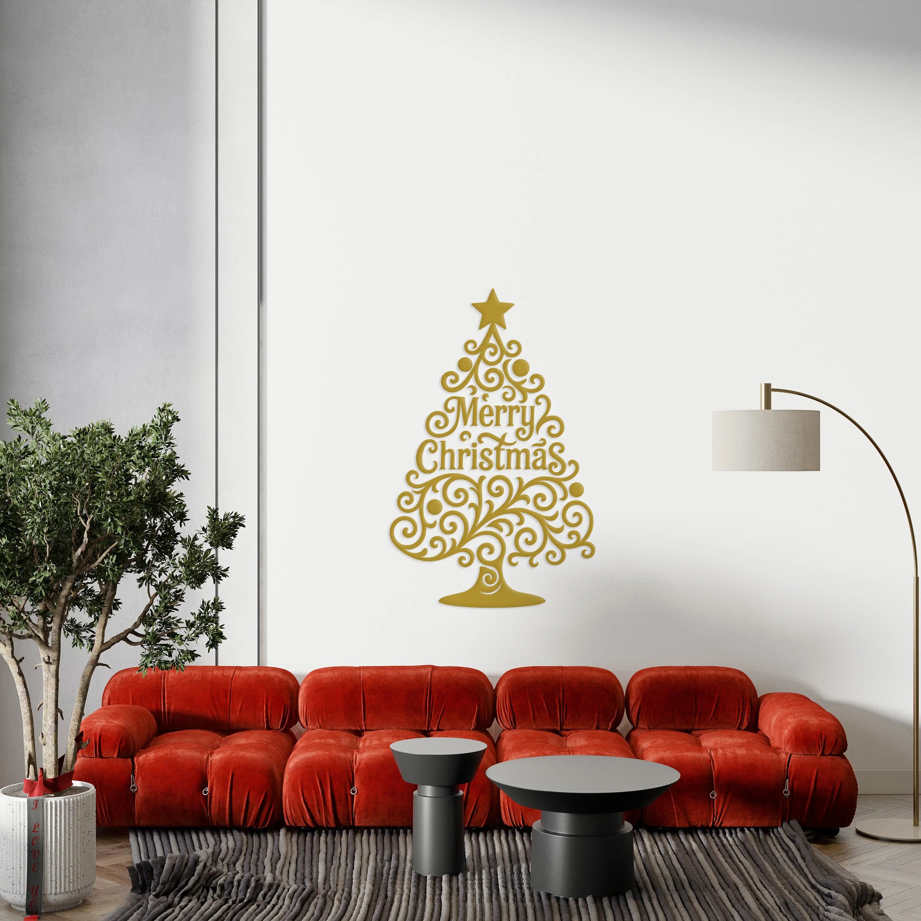 Frohe Weihnachten Wandtattoo Weihnachtsbaum | Weihnachts Wandaufkleber für Wand, Tür & Fenster | Winter Deko Vinyl Prakto