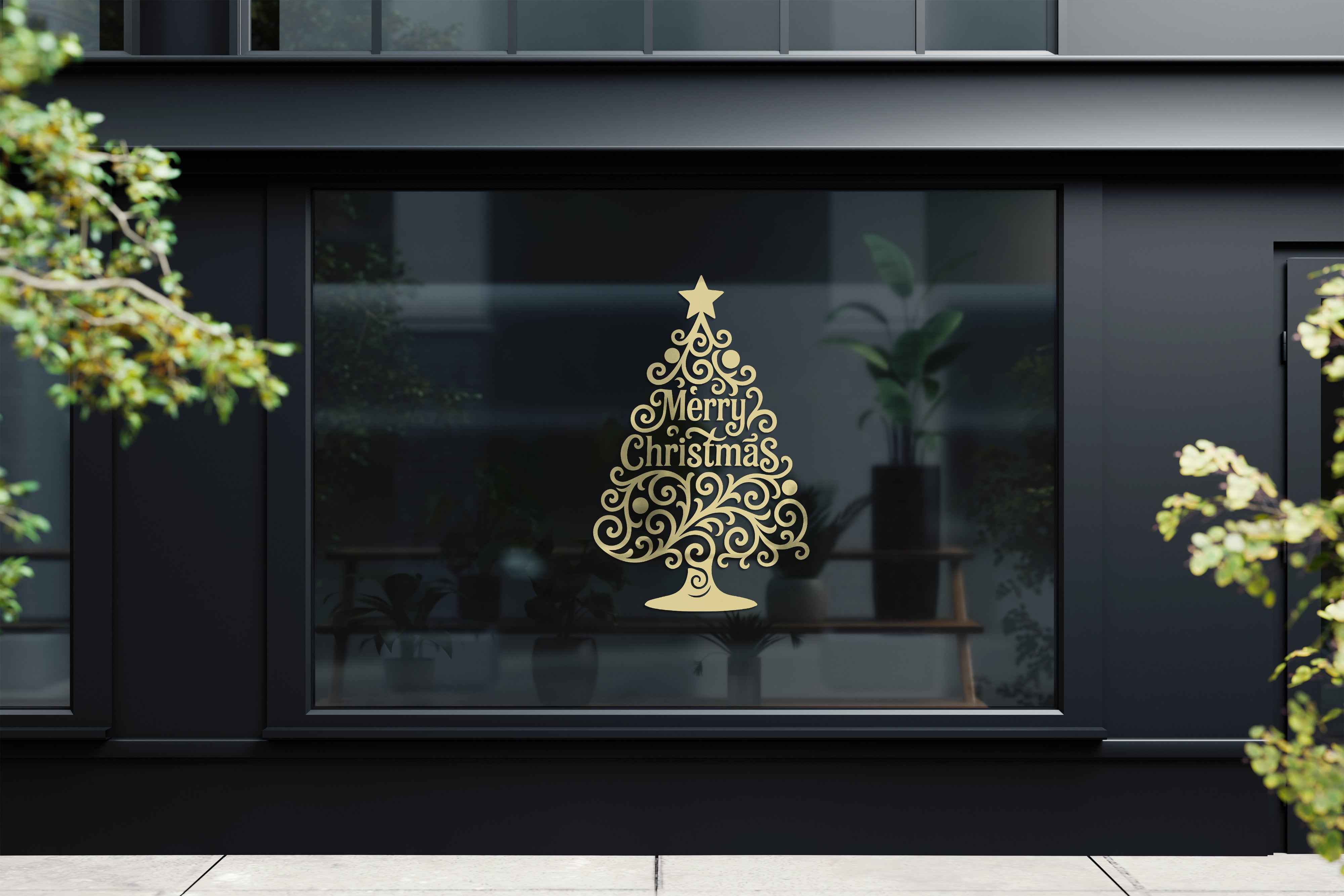 Frohe Weihnachten Wandtattoo Weihnachtsbaum | Weihnachts Wandaufkleber für Wand, Tür & Fenster | Winter Deko Vinyl