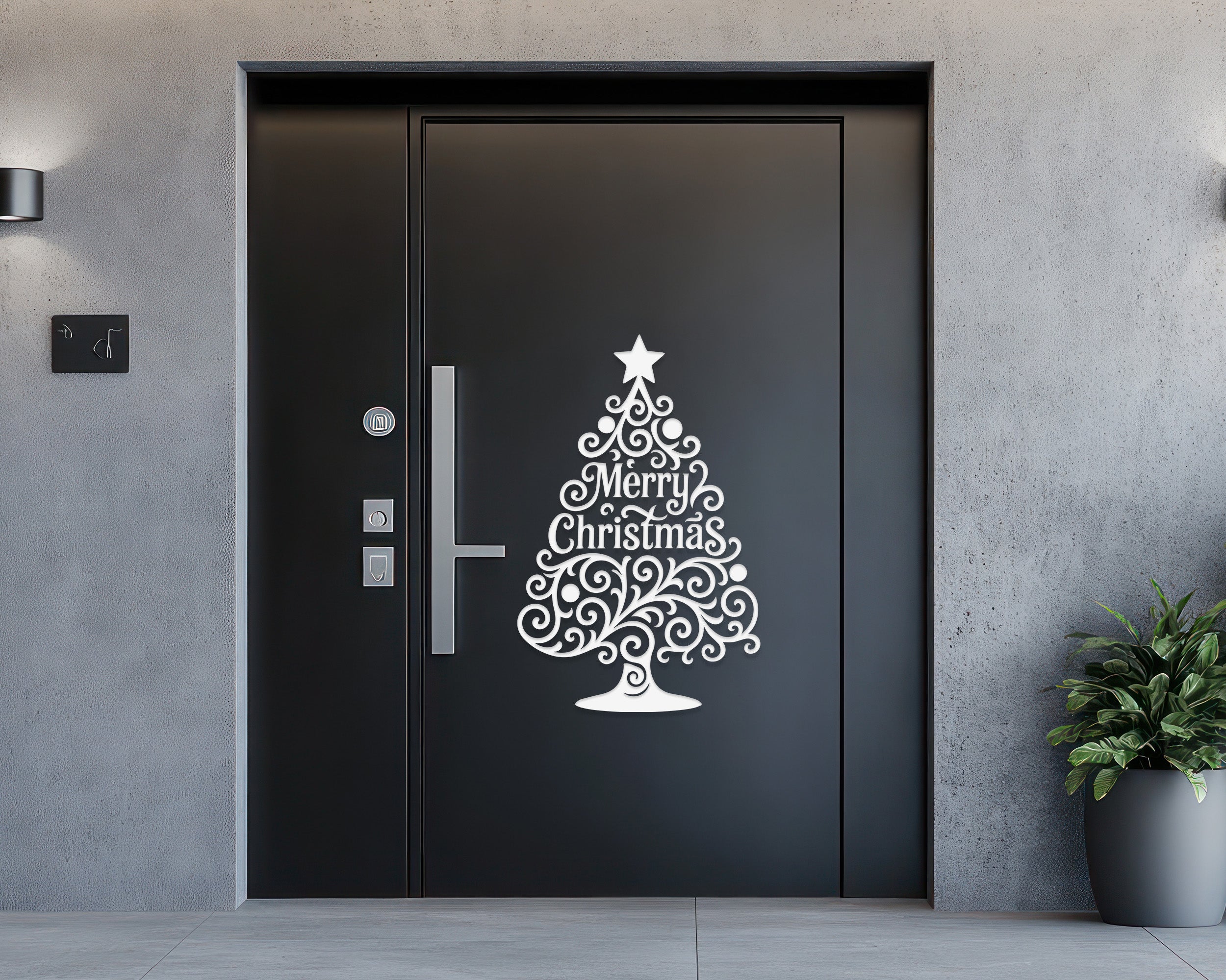 Frohe Weihnachten Wandtattoo Weihnachtsbaum | Weihnachts Wandaufkleber für Wand, Tür & Fenster | Winter Deko Vinyl