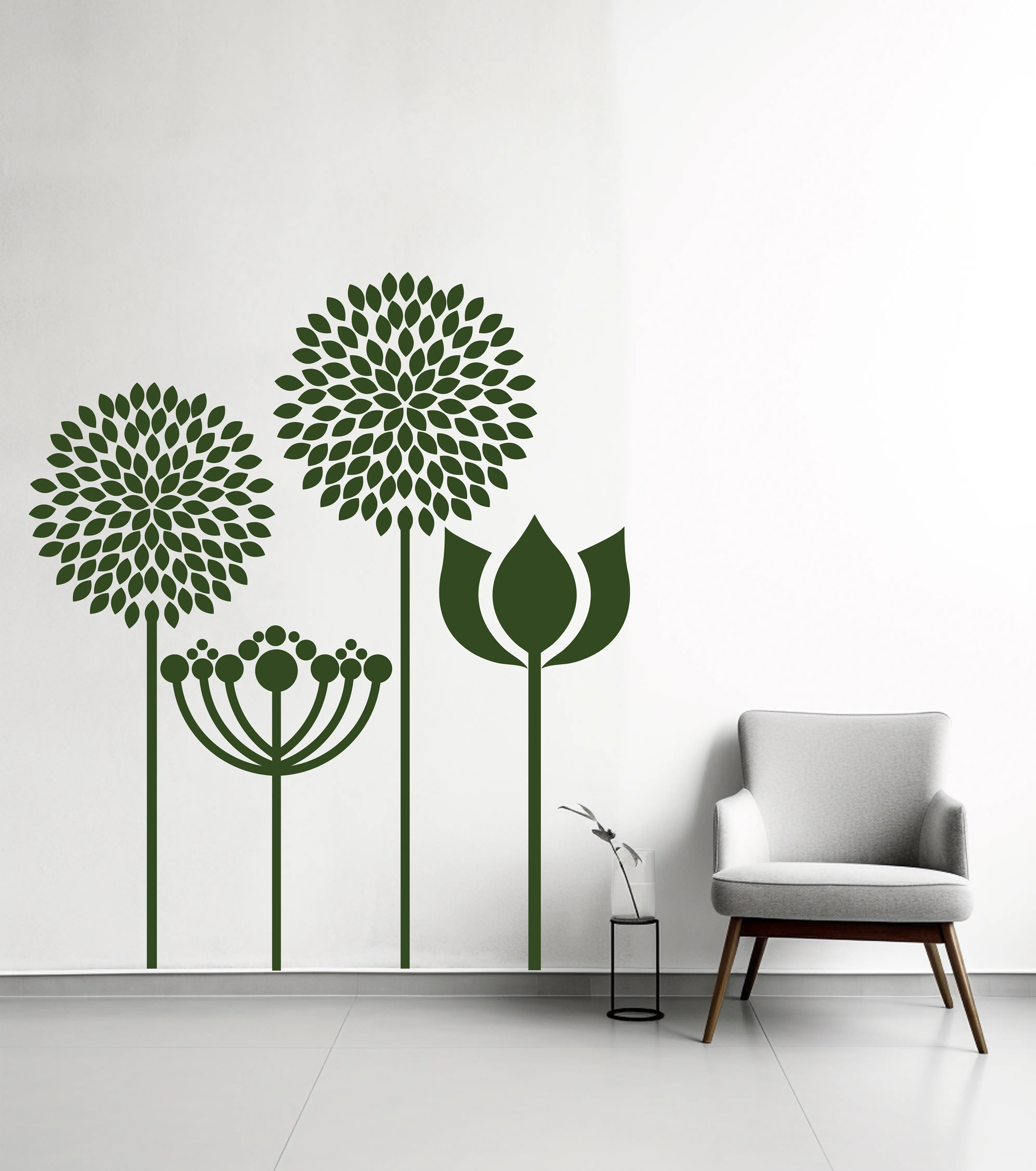 Modernes Blumen Wandtattoo aus Folie – Minimalistisches Floral Design Prakto