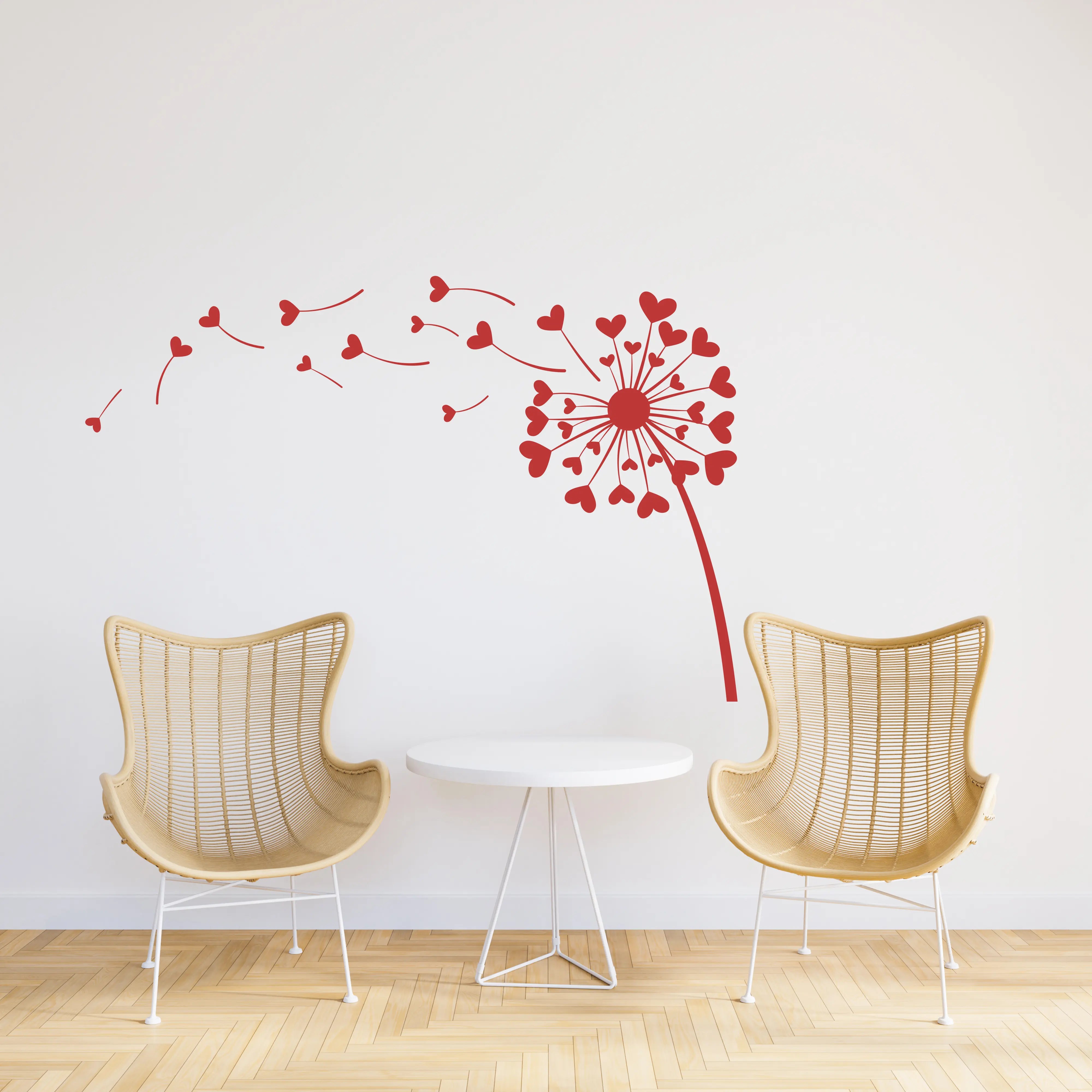 Dandelion Heart Wall Decal – Modern Floral Vinyl Wall Sticker for Home Decor Prakto