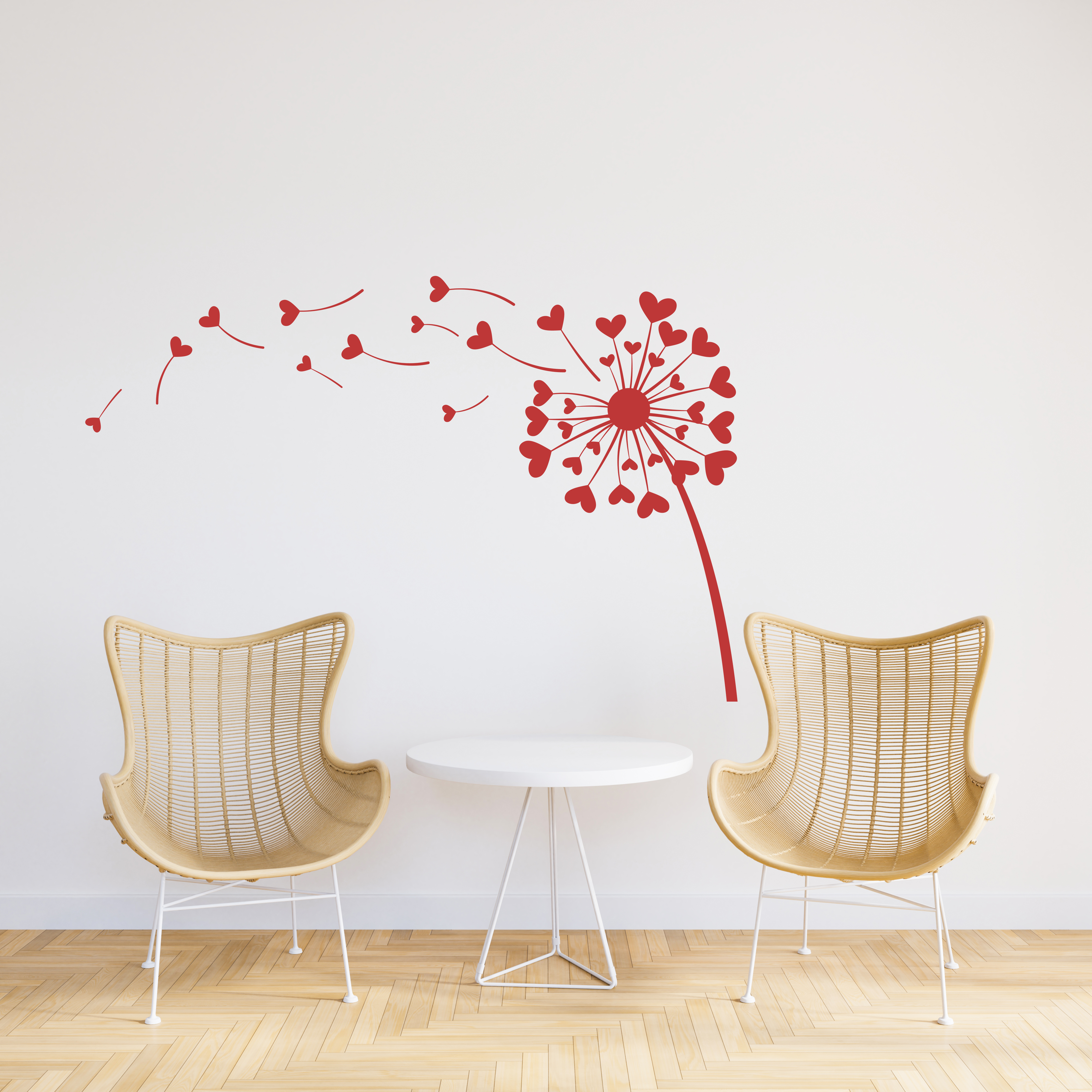 Dandelion Heart Wall Decal – Modern Floral Vinyl Wall Sticker for Home Decor