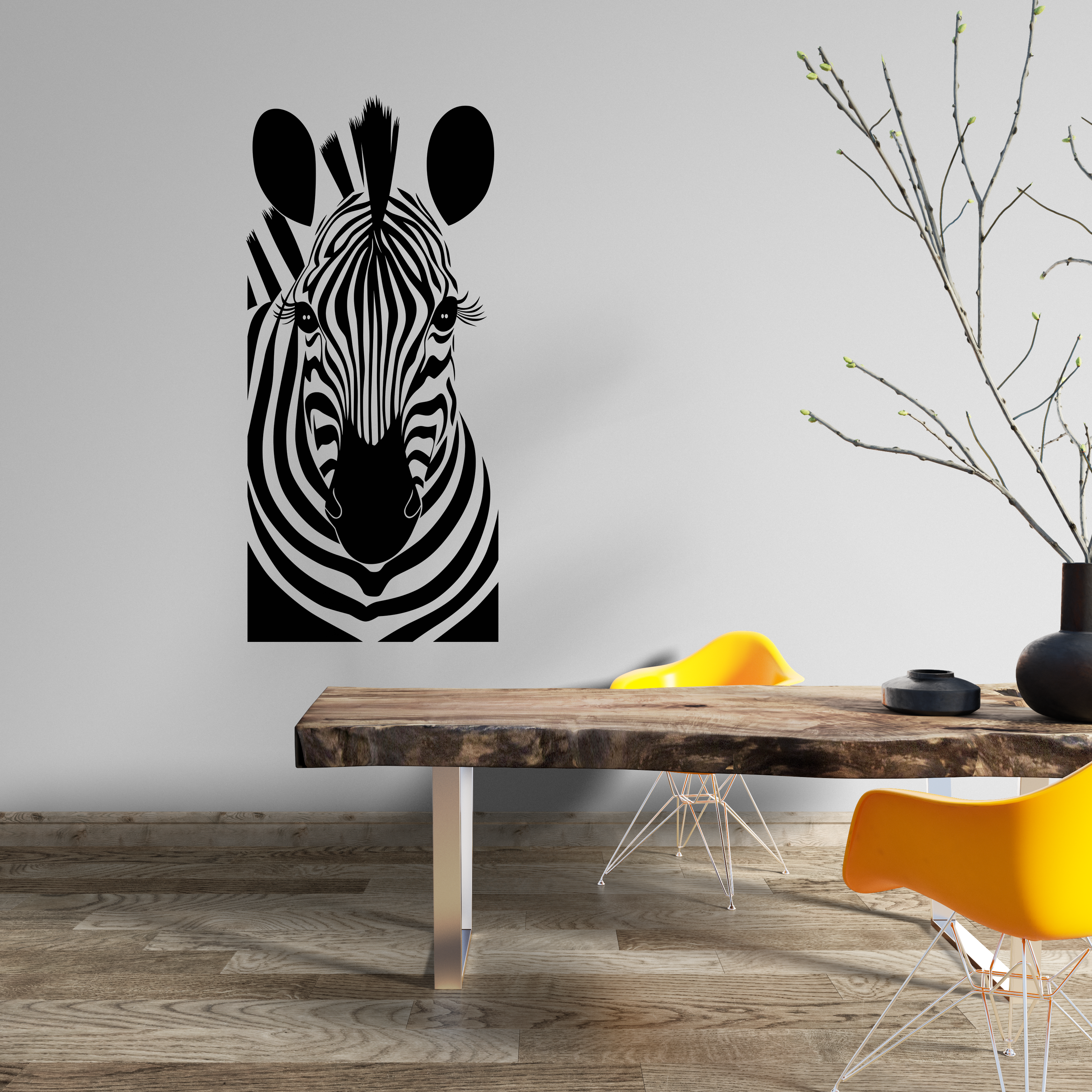 Minimalistisches Zebra Wandtattoo Schwarz Weiß – Moderne Tier Wanddeko aus Vinyl