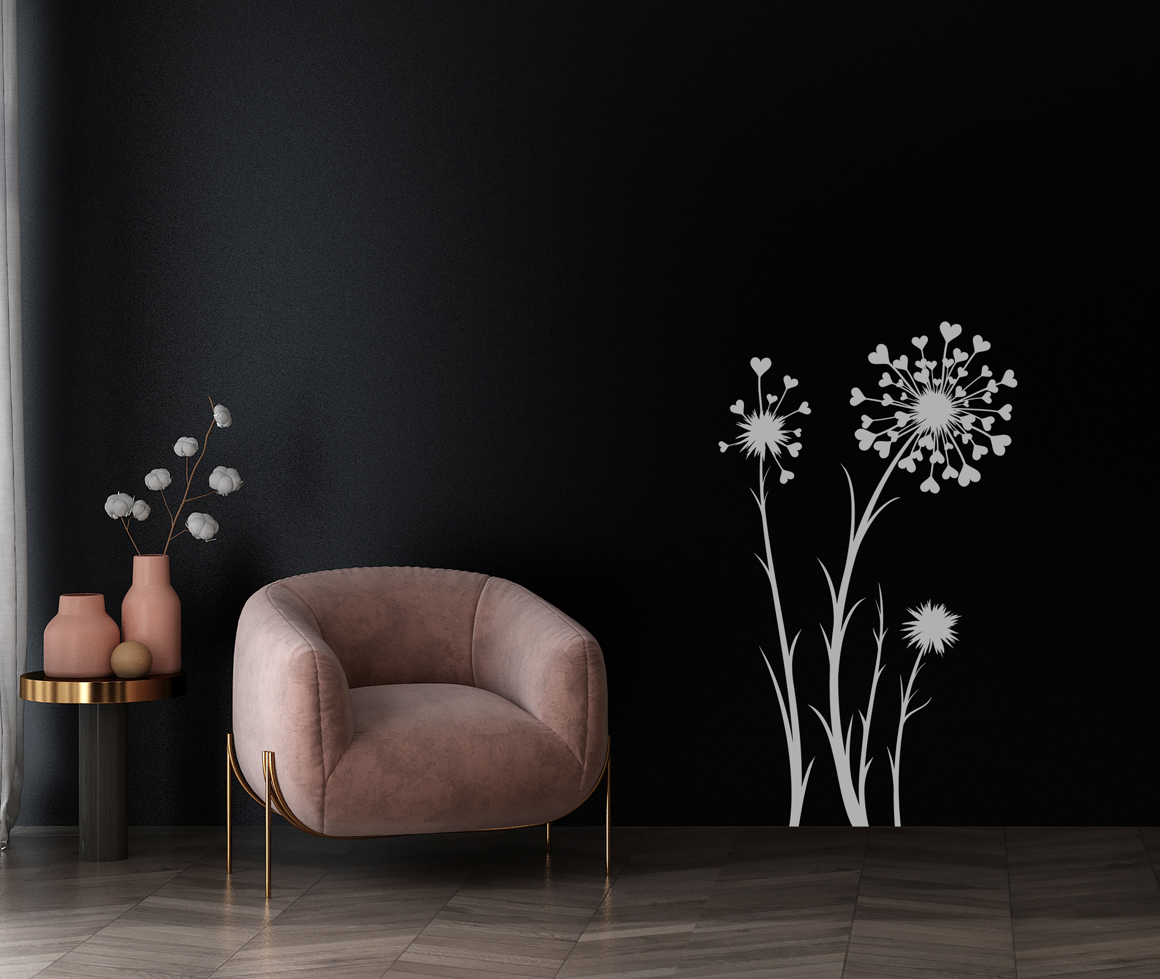 Floral Wall Decal – Modern Flower Wall Sticker for Living Room & Bedroom