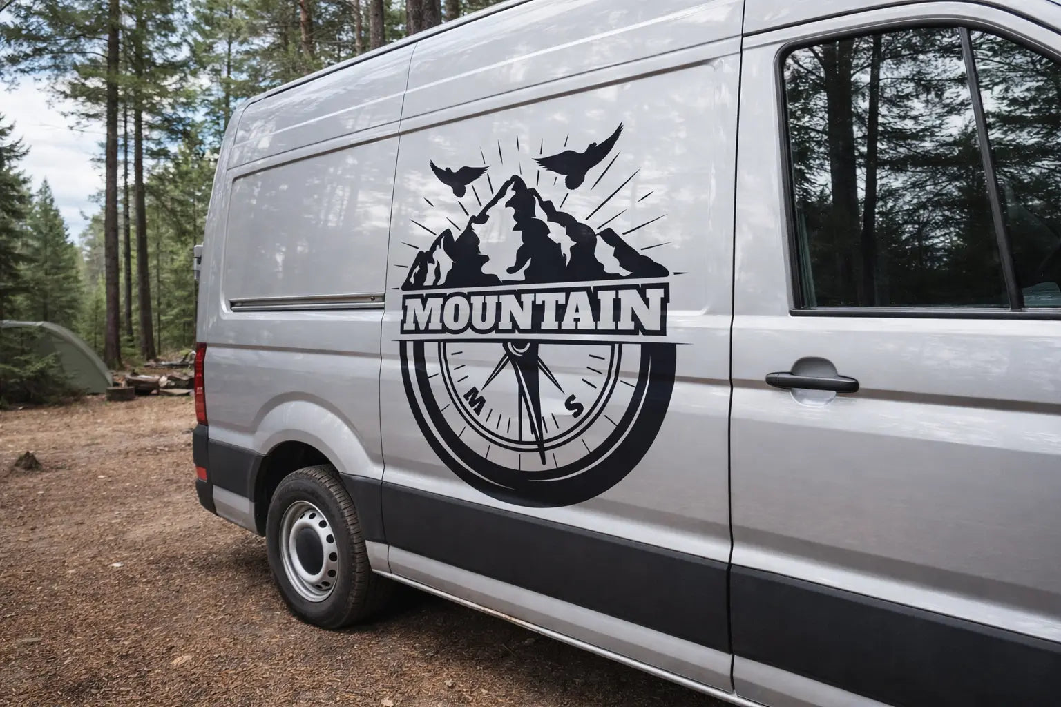 Personalisierter Mountain Kompass Van Aufkleber – Camper & Overland Fahrzeug Vinyl Sticker Prakto