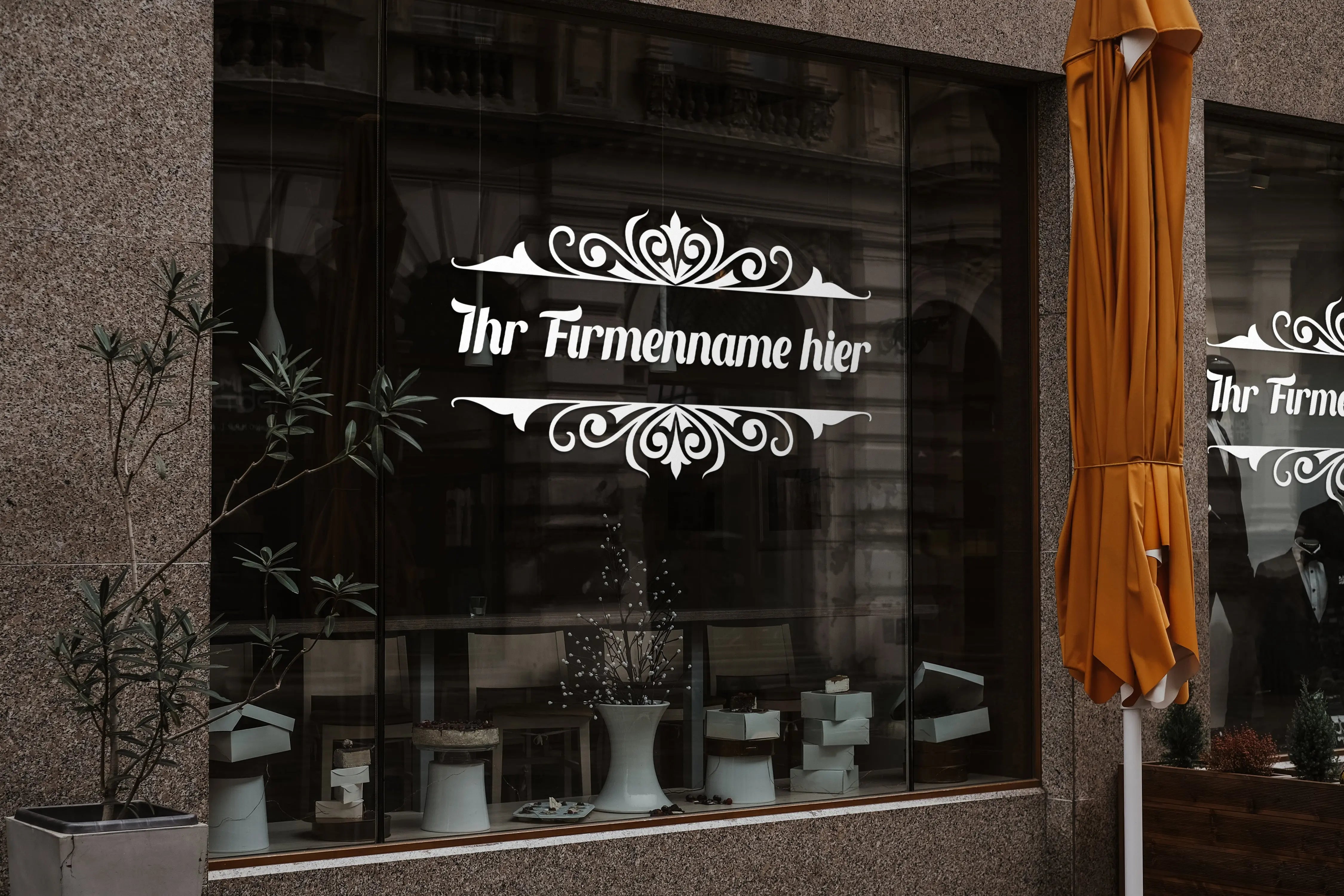 Personalisierter Firmenname Aufkleber – Eleganter Schaufenster Schriftzug | Logo & Text Vinyl für Geschäft & Studio Prakto