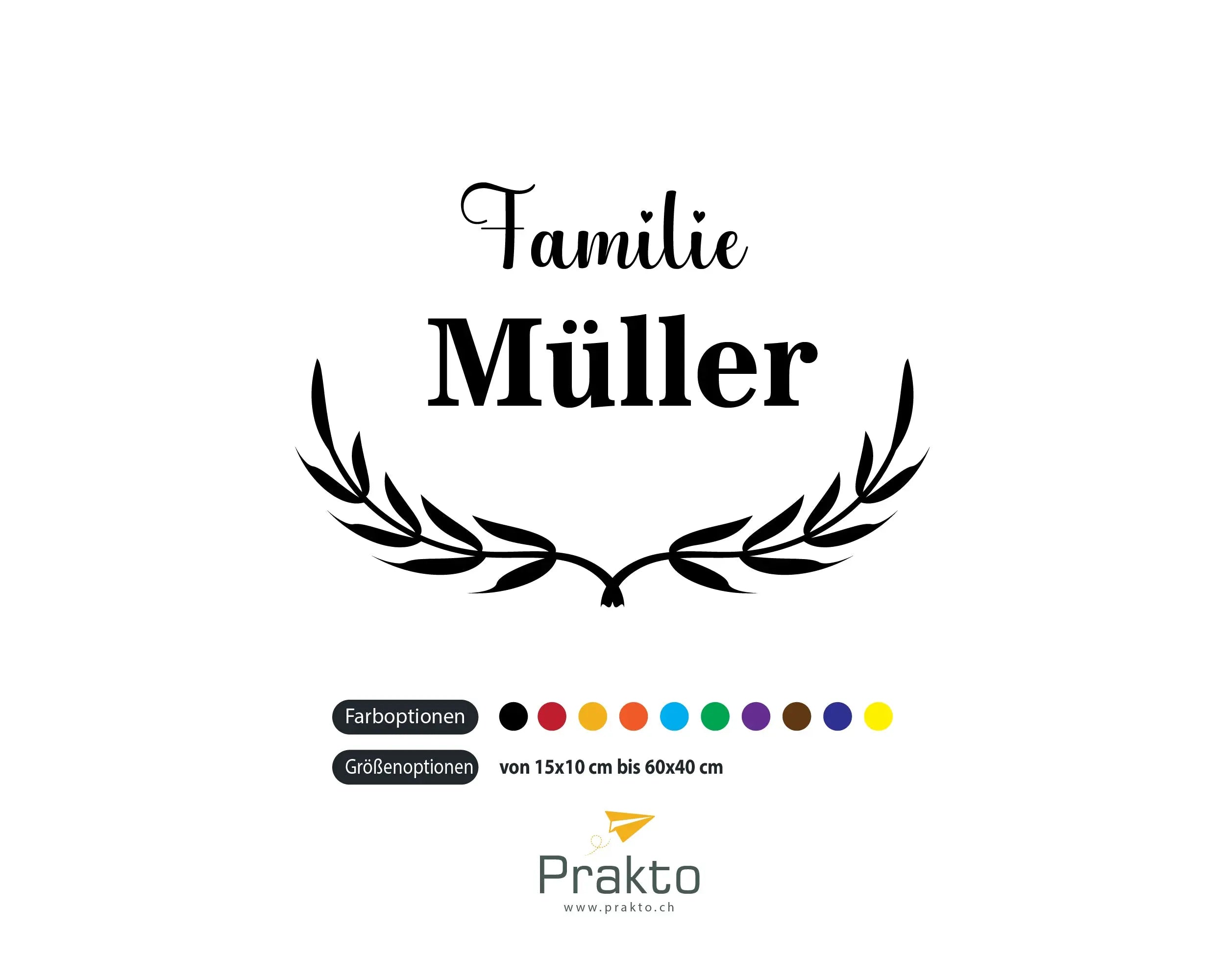 Personalisiertes Familien Namensschild als Vinyl Aufkleber – Briefkasten, Tür & Wand Deko mit Name Prakto