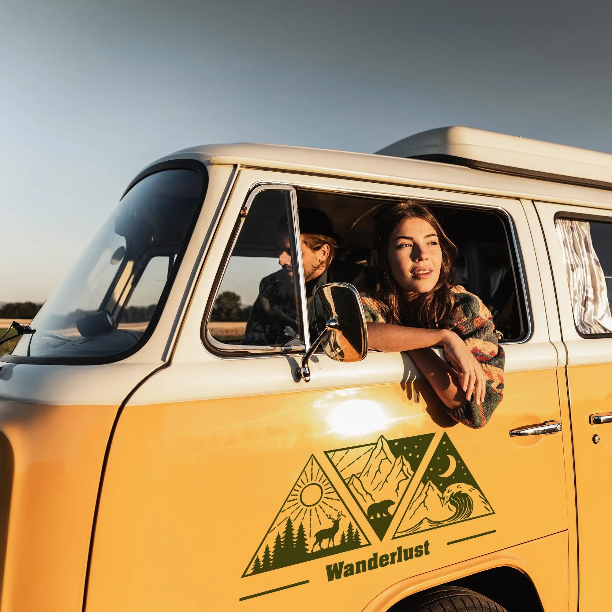 Wohnmobil Aufkleber Berge Wald & Bär | Personalisiertes Vanlife Design Prakto