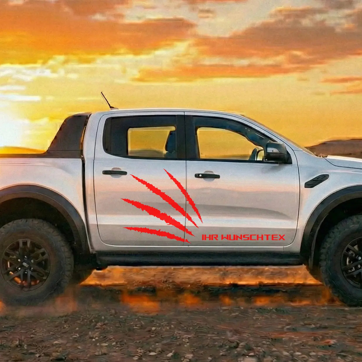 Pickup Offroad Seitenstreifen „Monster Kralle“ – Autoaufkleber für Ranger, Amarok, Hilux | Personalisiert Prakto