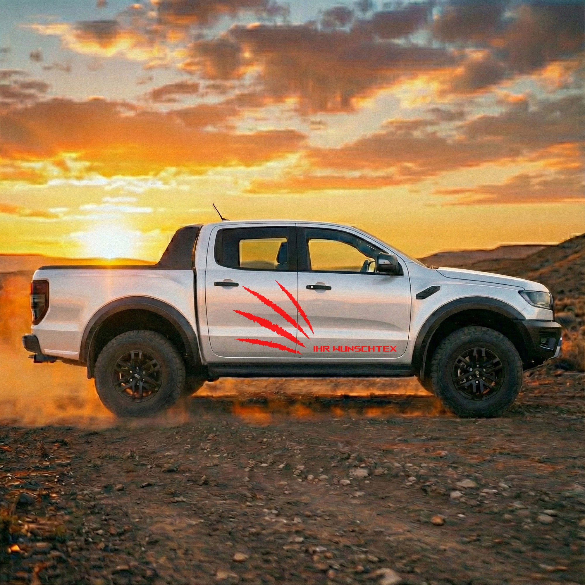 Pickup Offroad Seitenstreifen „Monster Kralle“ – Autoaufkleber für Ranger, Amarok, Hilux | Personalisiert