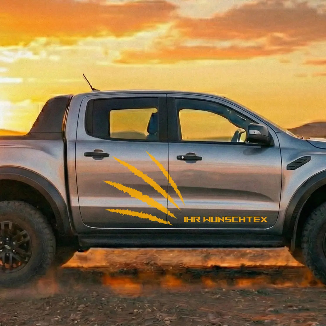 Pickup Offroad Seitenstreifen „Monster Kralle“ – Autoaufkleber für Ranger, Amarok, Hilux | Personalisiert Prakto
