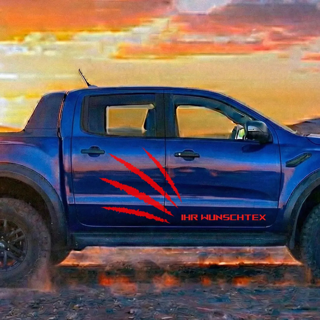 Pickup Offroad Seitenstreifen „Monster Kralle“ – Autoaufkleber für Ranger, Amarok, Hilux | Personalisiert Prakto
