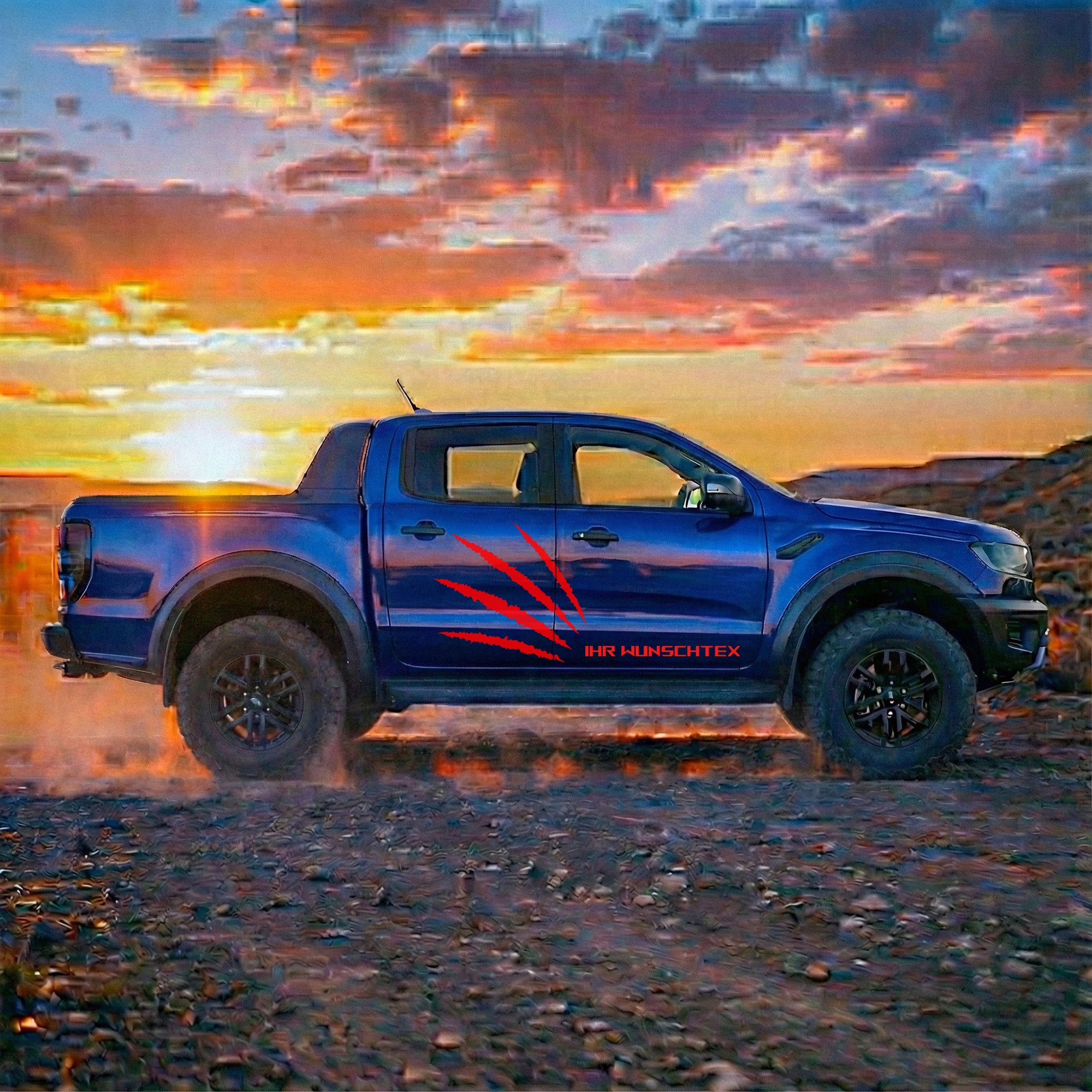 Pickup Offroad Seitenstreifen „Monster Kralle“ – Autoaufkleber für Ranger, Amarok, Hilux | Personalisiert