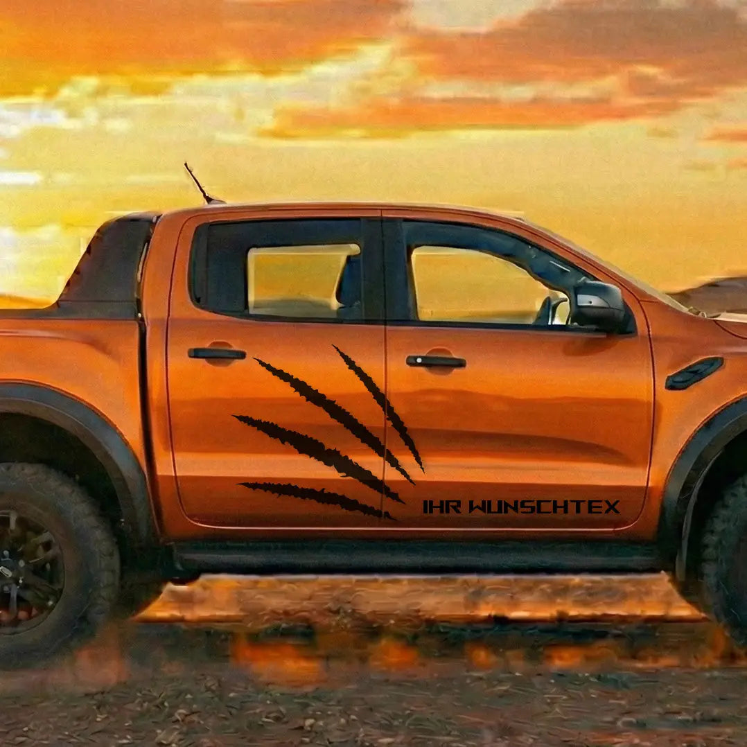 Pickup Offroad Seitenstreifen „Monster Kralle“ – Autoaufkleber für Ranger, Amarok, Hilux | Personalisiert Prakto