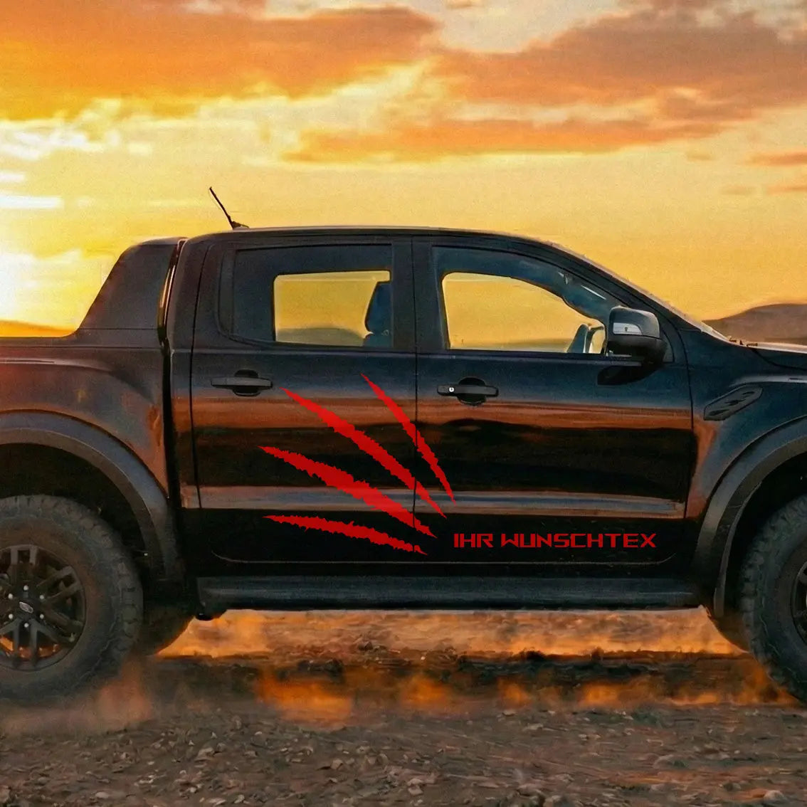 Pickup Offroad Seitenstreifen „Monster Kralle“ – Autoaufkleber für Ranger, Amarok, Hilux | Personalisiert Prakto