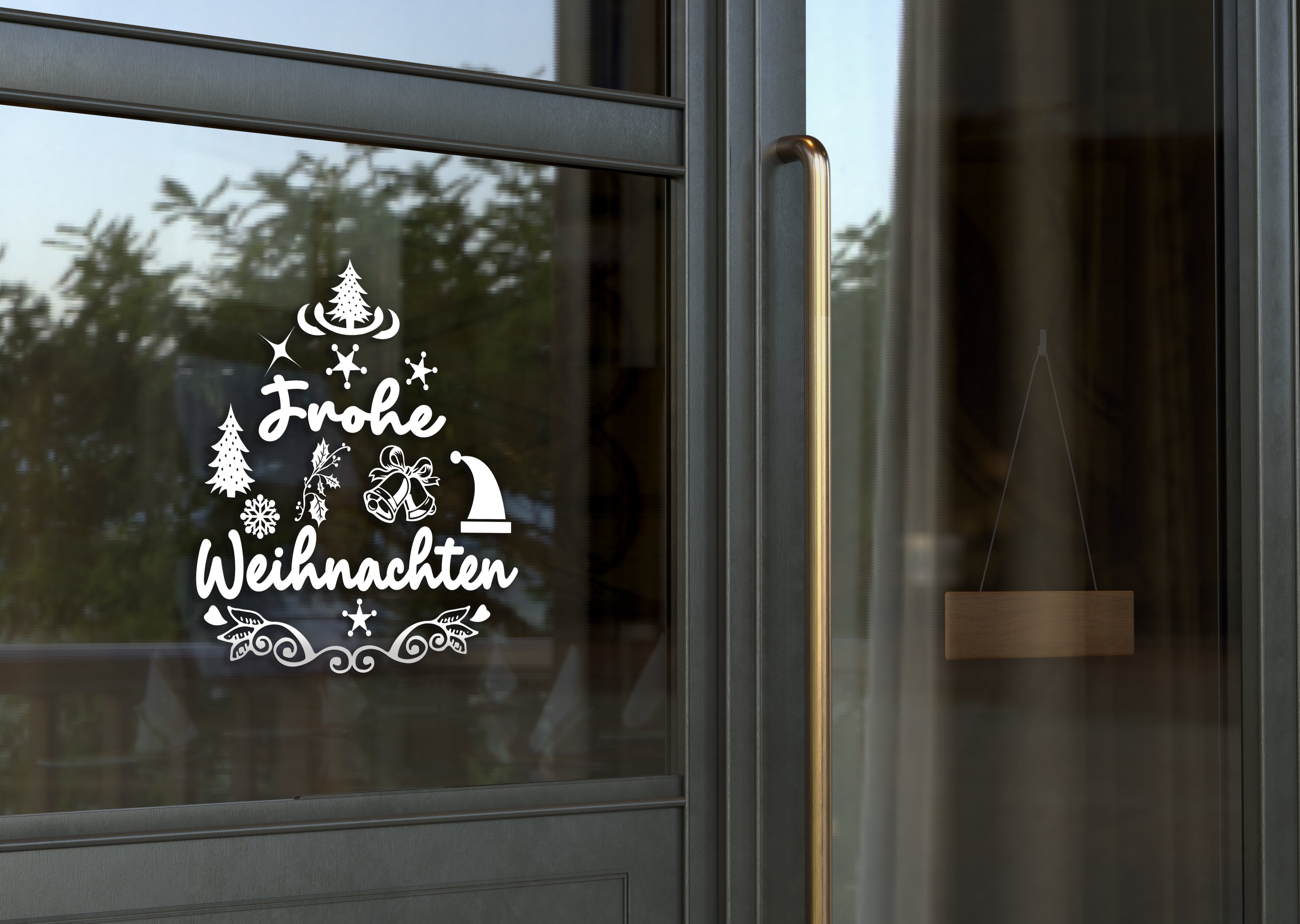 Frohe Weihnachten Wandtattoo – Weihnachtsdeko Vinyl Aufkleber für Tür, Wand & Fenster