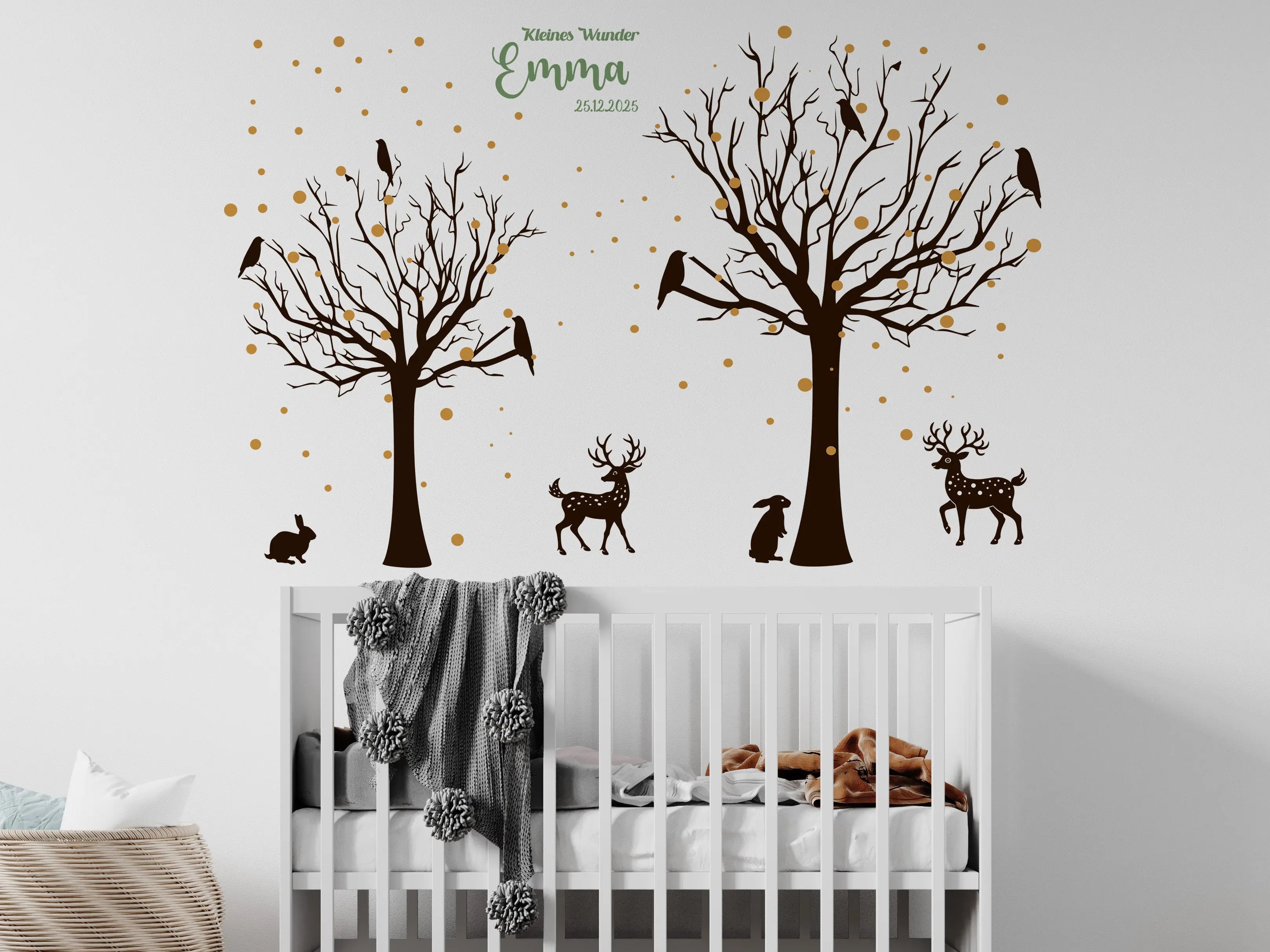 Wandtattoo Kinderzimmer Waldtiere – Personalisiert | 3-Farben Set mit Name Prakto