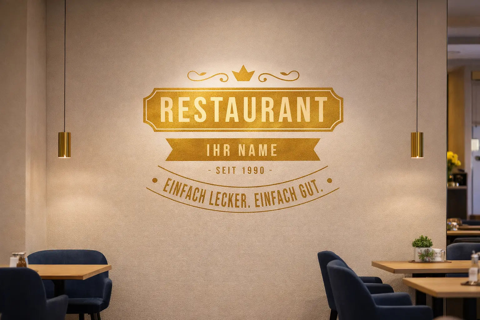 Personalisierte Restaurant Wandfolie – Premium Logo für Wand & Glas (30×50 bis 60×95 cm) Prakto