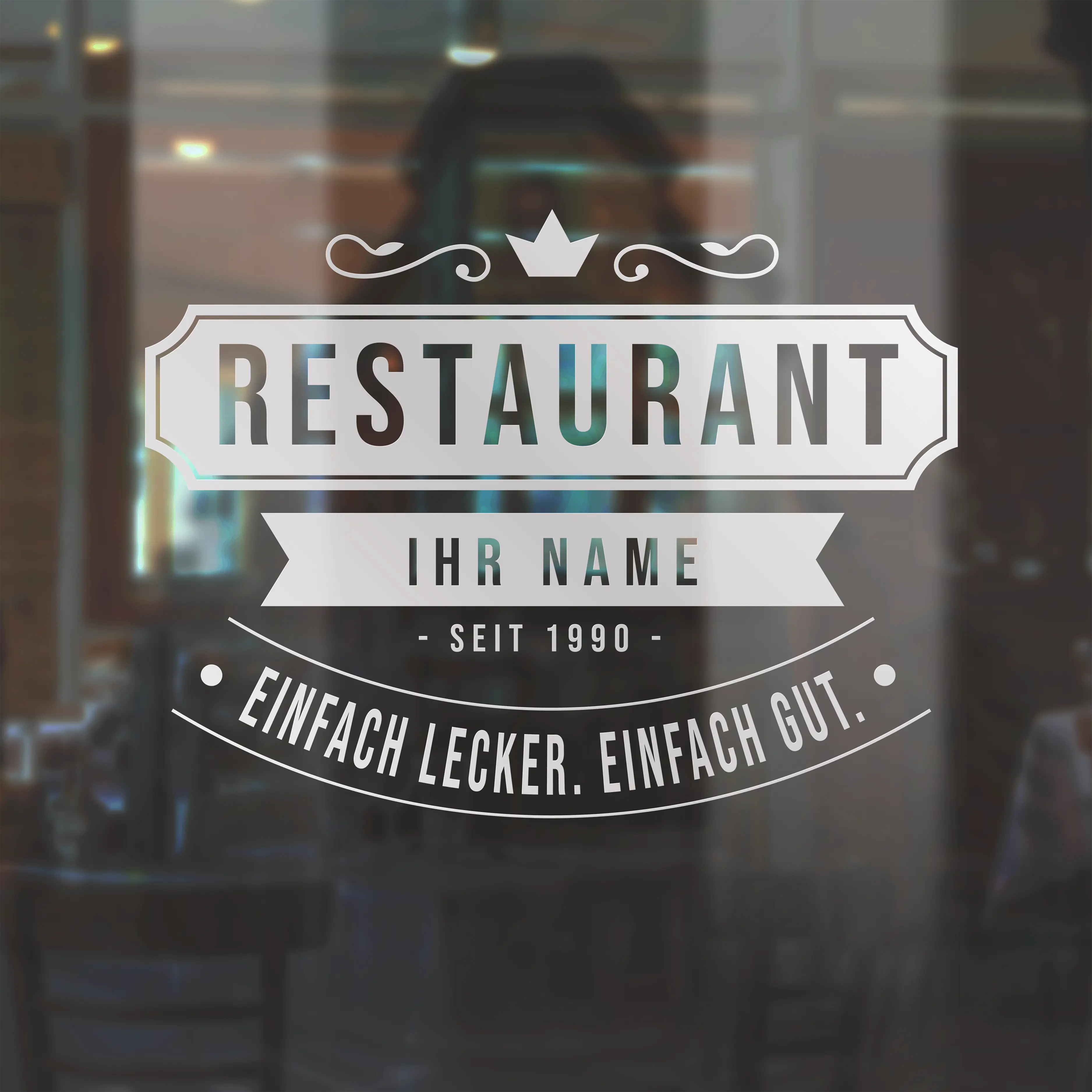 Personalisierte Restaurant Wandfolie – Premium Logo für Wand & Glas (30×50 bis 60×95 cm) Prakto