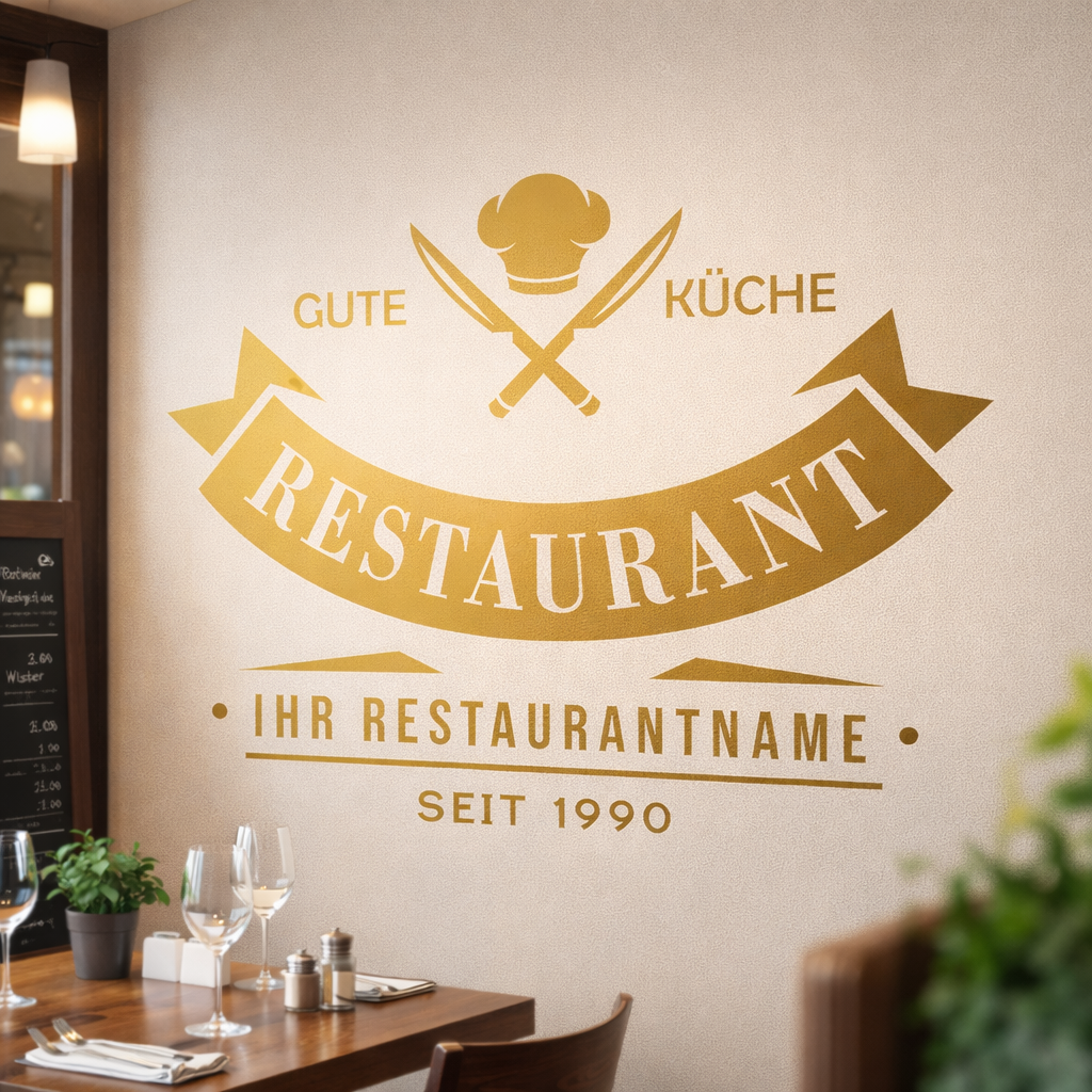 Restaurant Logo Wandfolie – 35–40 × 60–80 cm | Prakto.ch