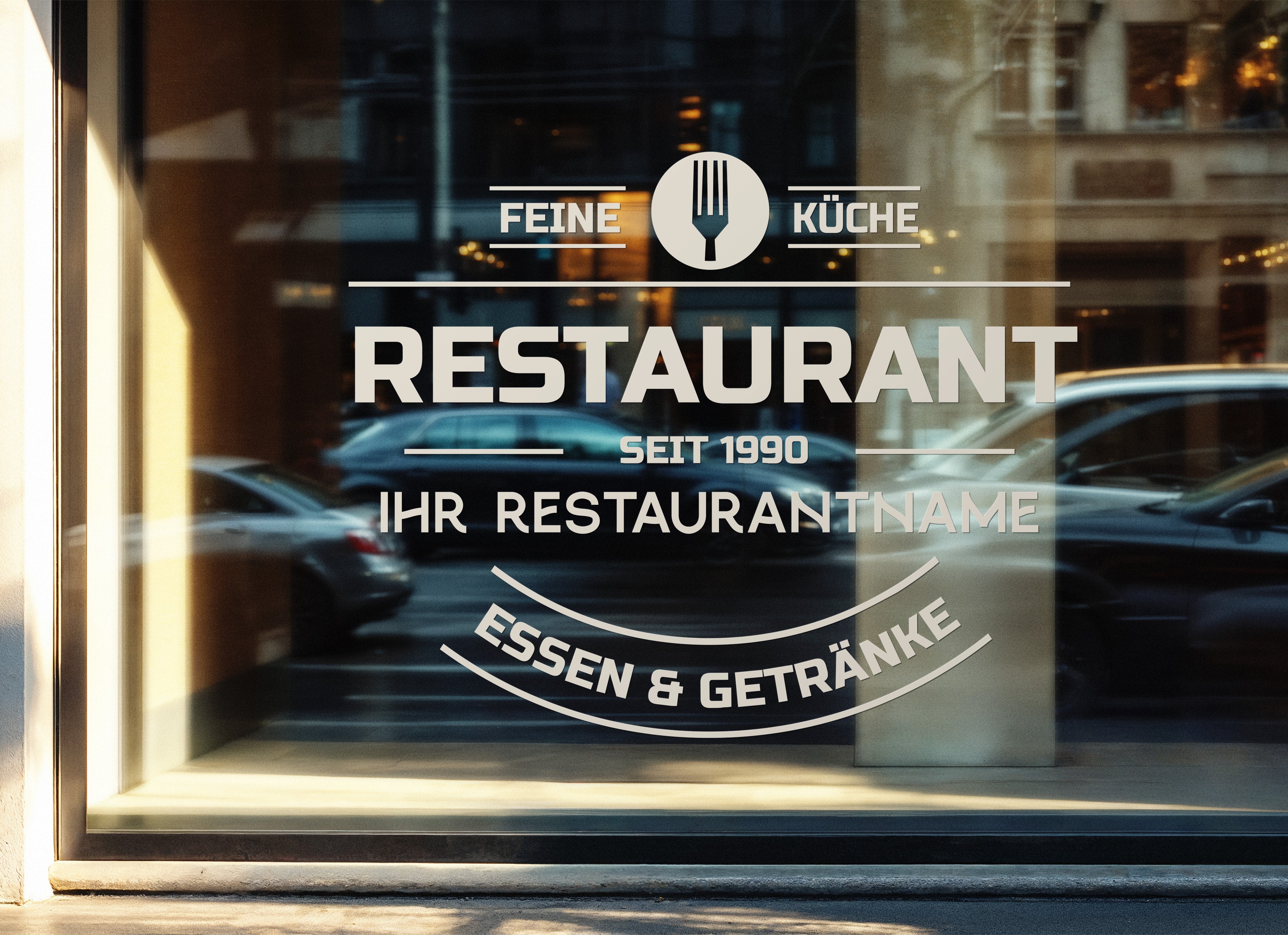 Personalisierte Restaurant Wandfolie – Premium Logo für Wand, Glas & Fahrzeug (30×40 bis 60×80 cm)