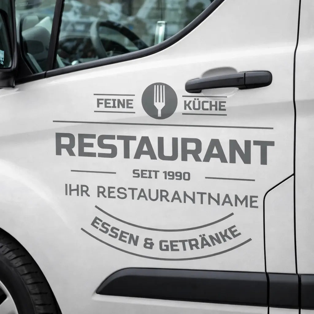 Personalisierte Restaurant Wandfolie – Premium Logo für Wand, Glas & Fahrzeug (30×40 bis 60×80 cm) Prakto