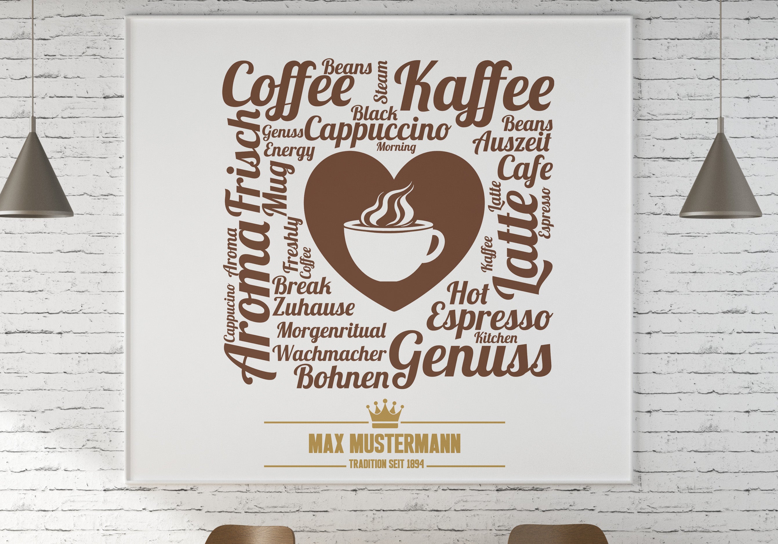 Kaffee Wandtattoo – Personalisiert mit Firmenname | Wandaufkleber für Café & Restaurant (2-farbig)
