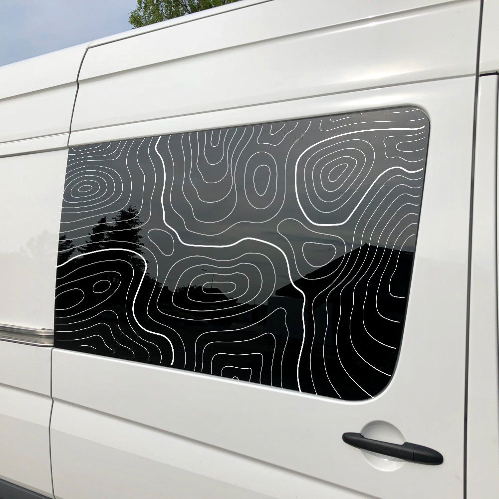 Topografie Fensterfolie für Auto, Van & Camper – Modernes Linien Design