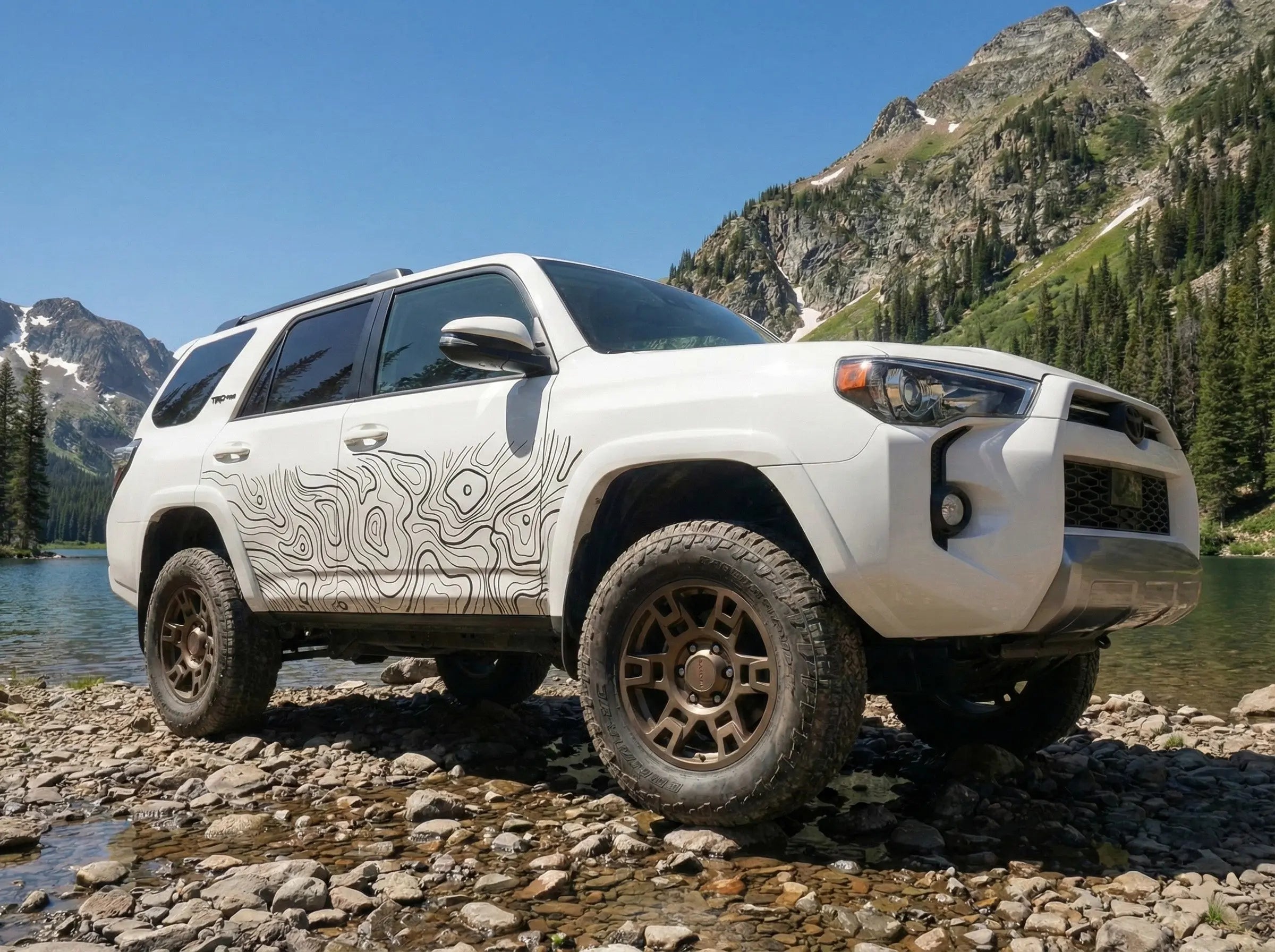 Toyota 4Runner Topografische Seitenstreifen – Offroad Overland Autoaufkleber Set Prakto