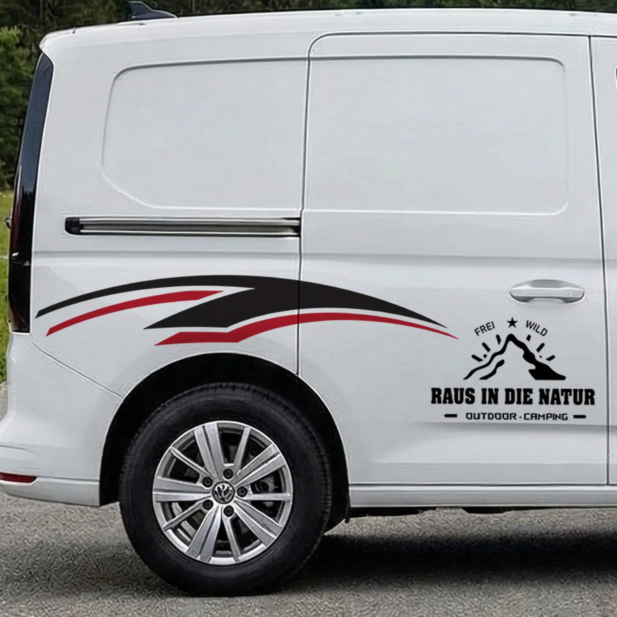 Autoaufkleber „Raus in die Natur“ – Vanlife Sticker für Camper, Van & Wohnmobil | Wetterfest & Personalisiert Prakto