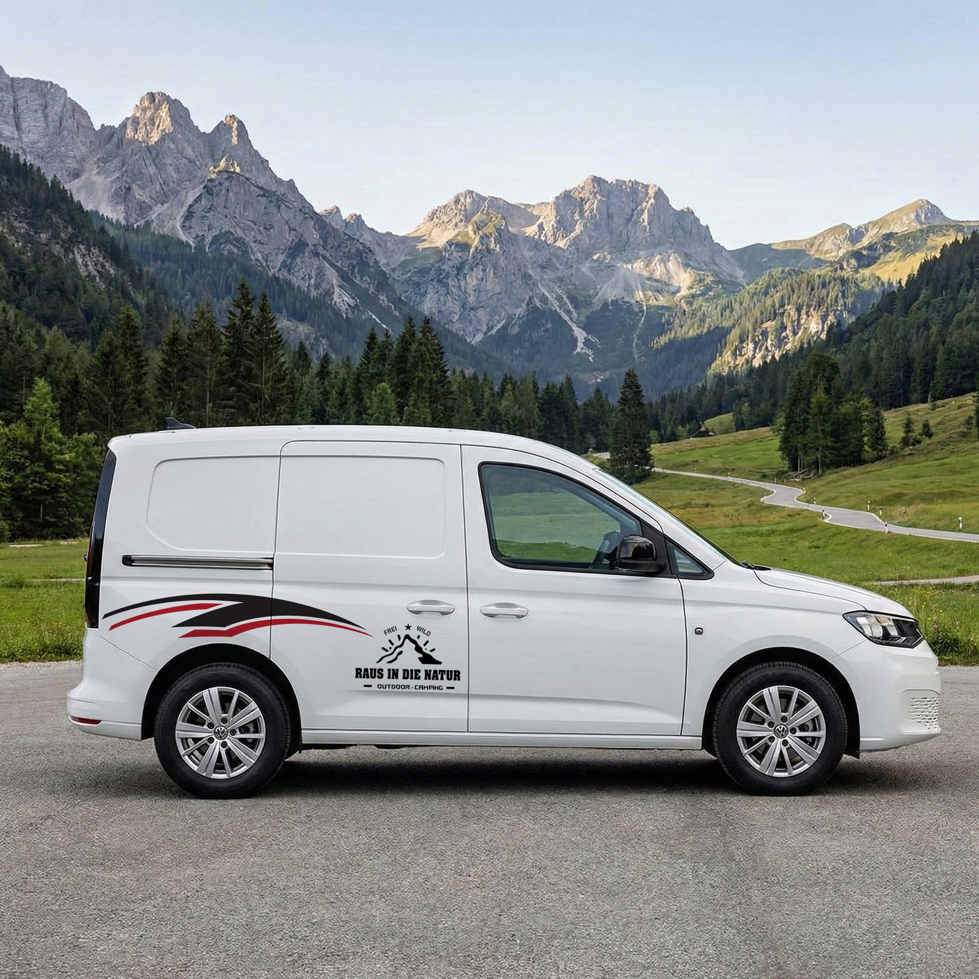 Autoaufkleber „Raus in die Natur“ – Vanlife Sticker für Camper, Van & Wohnmobil | Wetterfest & Personalisiert