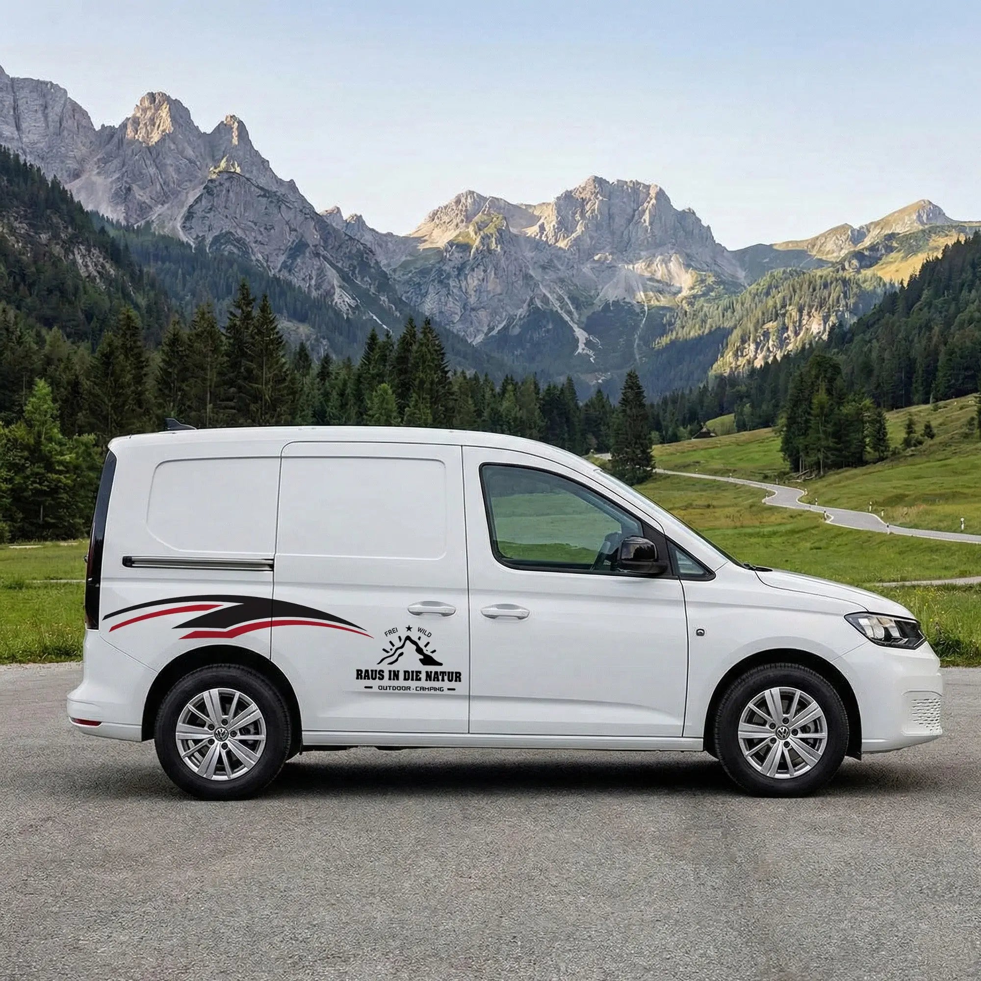 Autoaufkleber „Raus in die Natur“ – Vanlife Sticker für Camper, Van & Wohnmobil | Wetterfest & Personalisiert Prakto