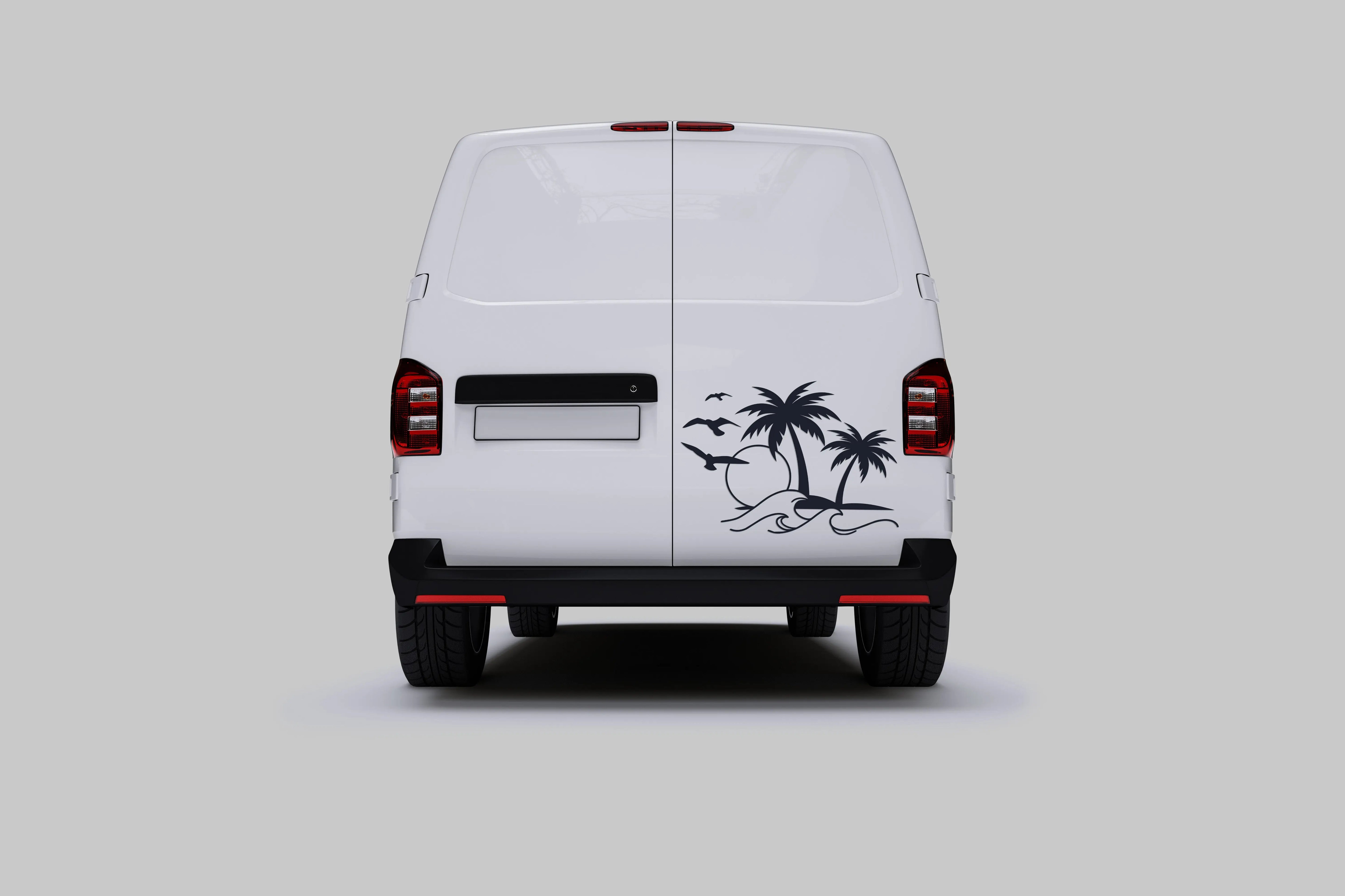 Sonne Welle Palmen Aufkleber – Camper Vanlife Decal | Surf Style Auto & Wohnmobil Sticker | Premium Vinyl Prakto
