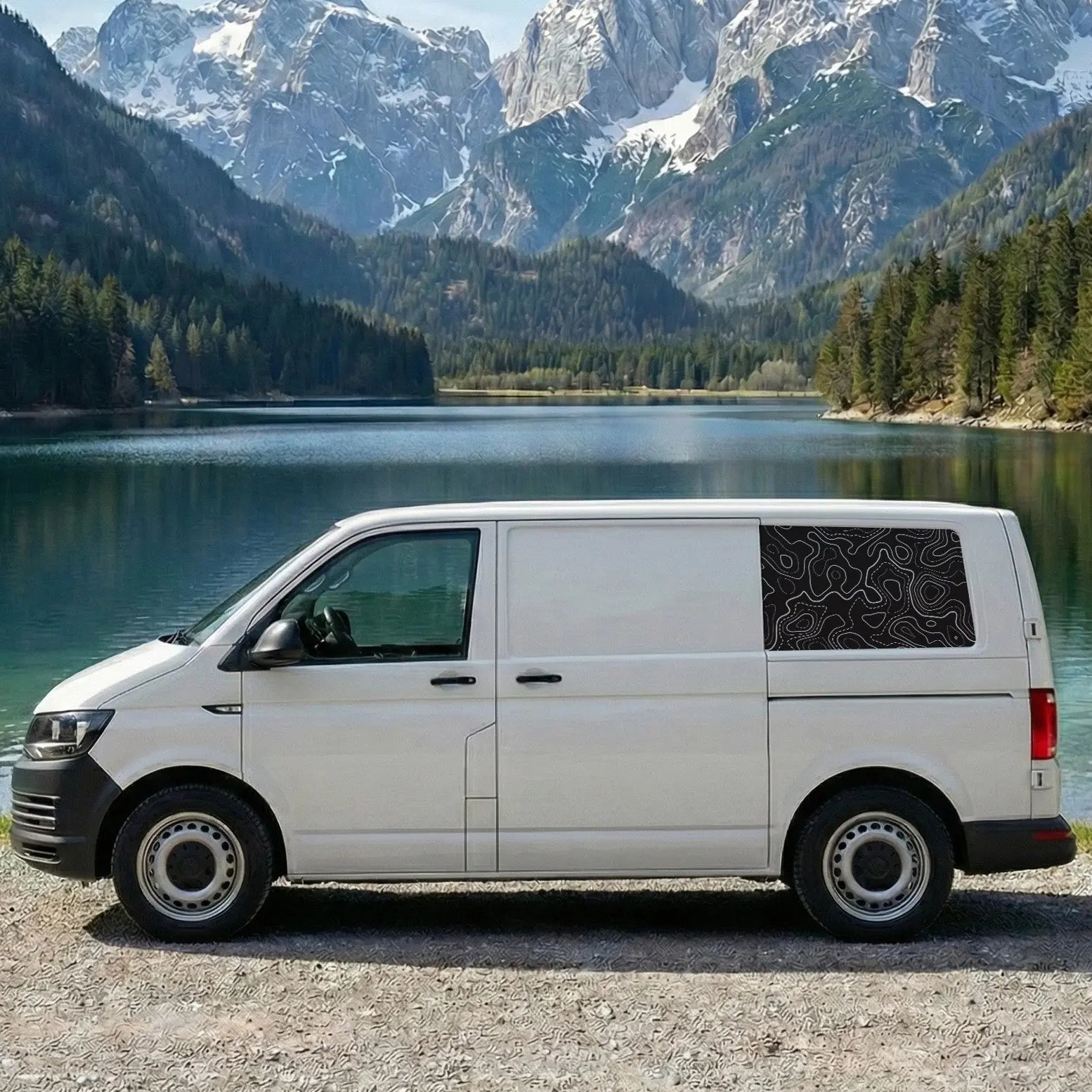 VW T5 T6 T6.1 Topografie Seitenstreifen – Camper Offroad Autoaufkleber Set Prakto