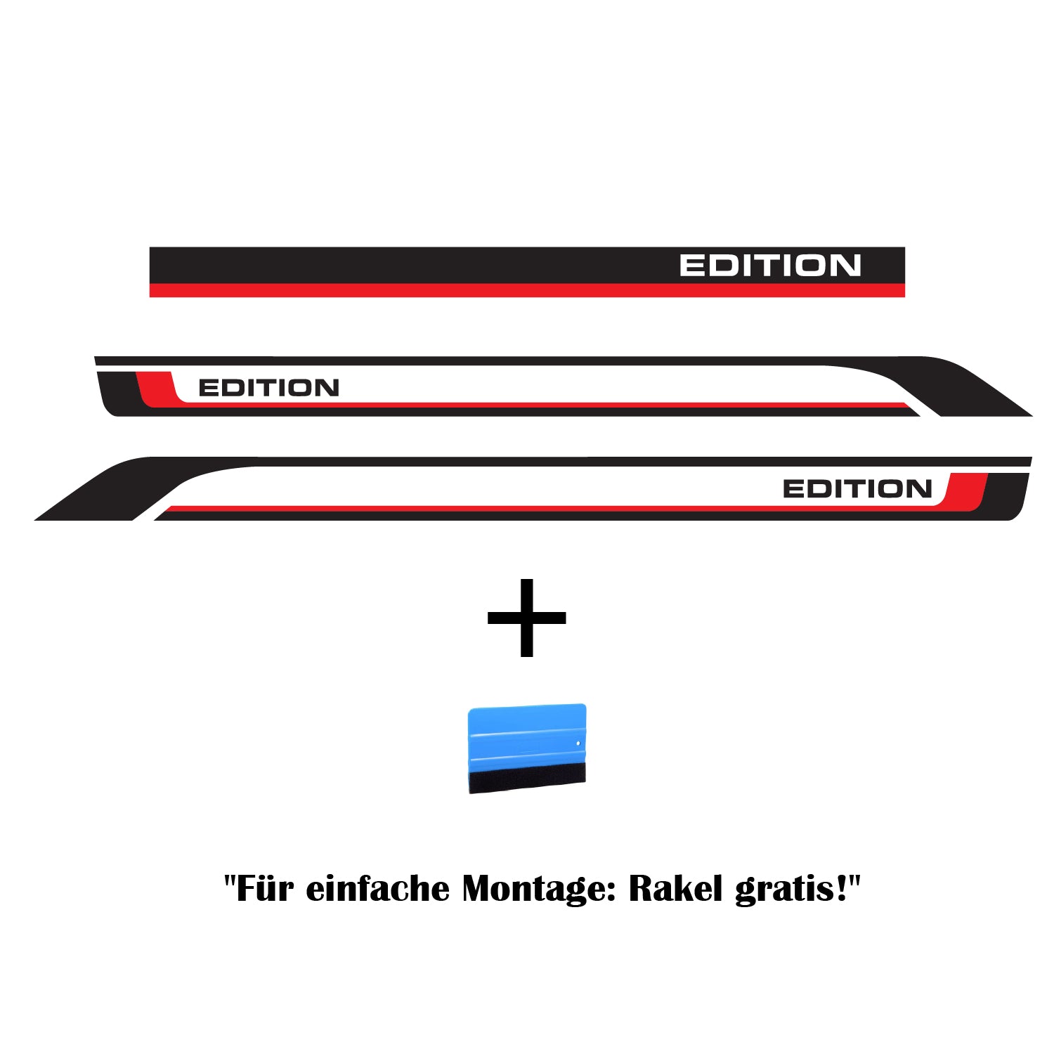 VW T4 Seitenstreifen Set EDITION – Schwarz Rot – Retro Bulli Aufkleber für Baujahre 1990–2003