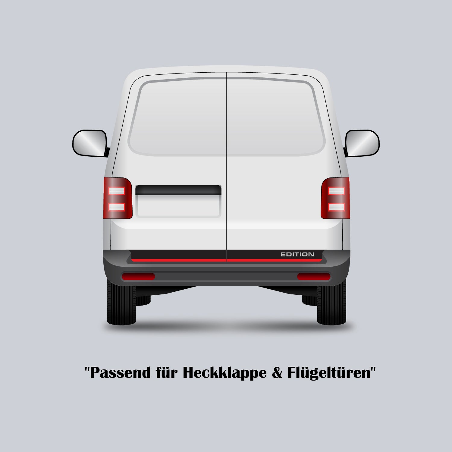 VW T5 & T5.1 Seitenstreifen Set EDITION Schwarz Rot | Facelift Tuning Aufkleber | Heckklappe & Flügeltüren | Kurz & Lang