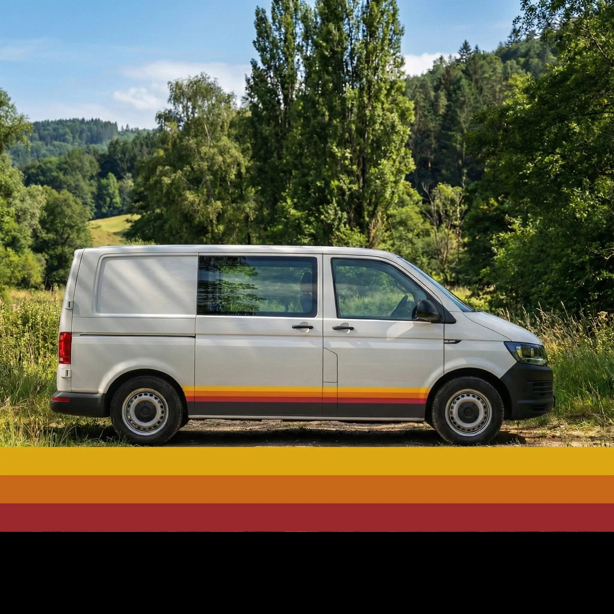 VW T5 & T6 Seitenstreifen – Retro Sunset Camper Aufkleber Set prakto