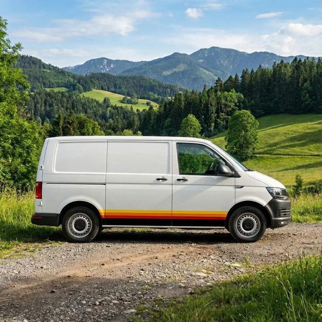 VW T5 & T6 Seitenstreifen – Retro Sunset Camper Aufkleber Set prakto
