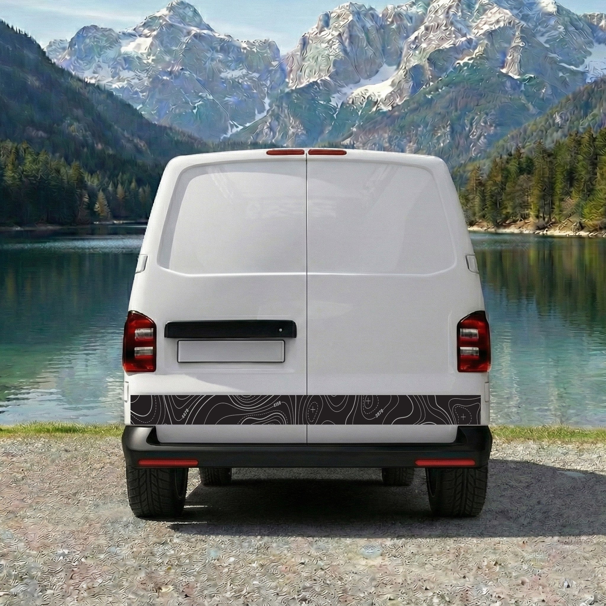 VW T5 T6 T6.1 Seitenstreifen „Topografie“ – Camper Van Aufkleber Set – Premium Vinyl
