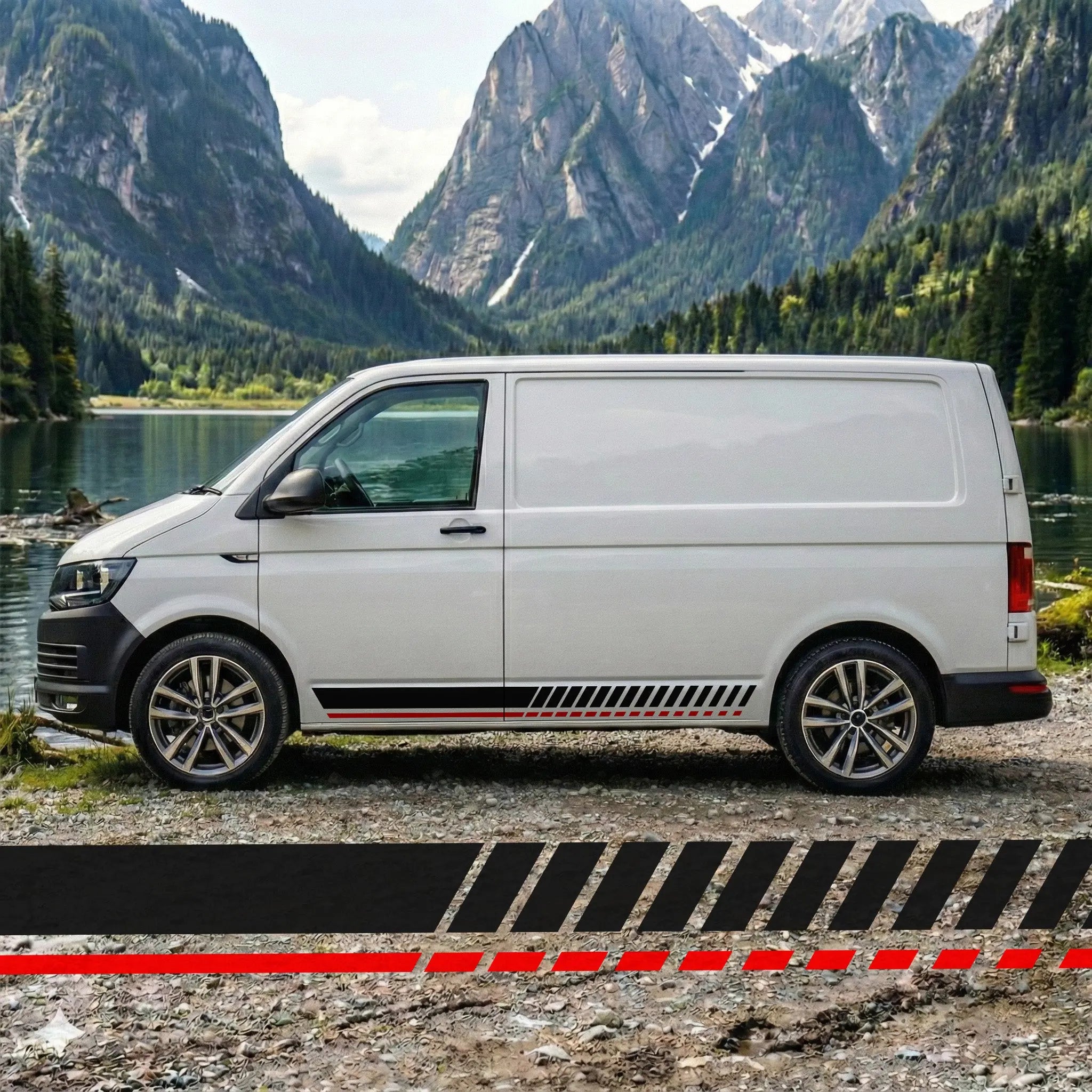 Racing Seitenstreifen Folie für Van & Transporter – Sport Streifen Dekor Set Prakto