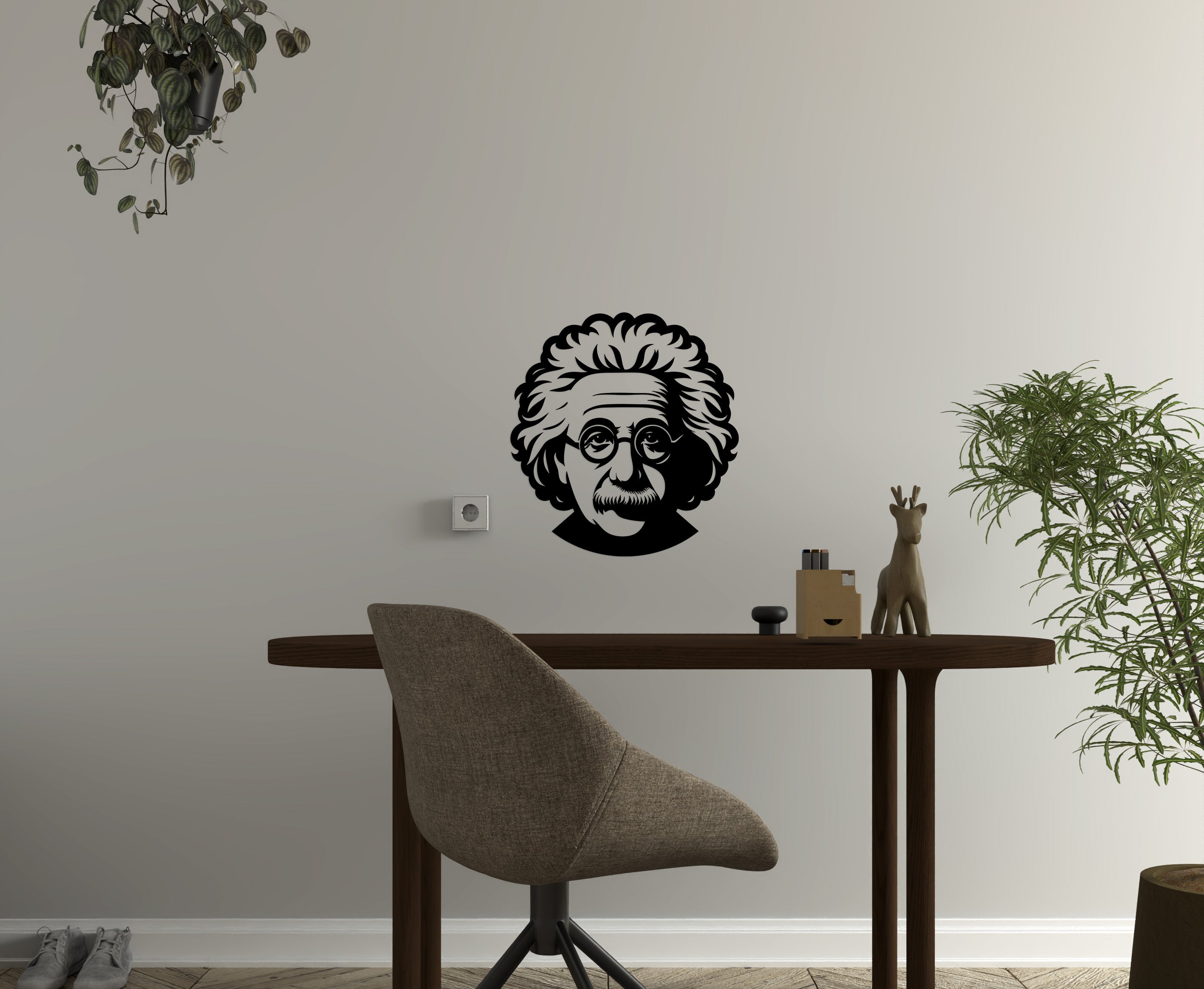 Einstein Aufkleber – Minimalistisches Wandtattoo & Vinyl Sticker für Wand, Auto & Laptop