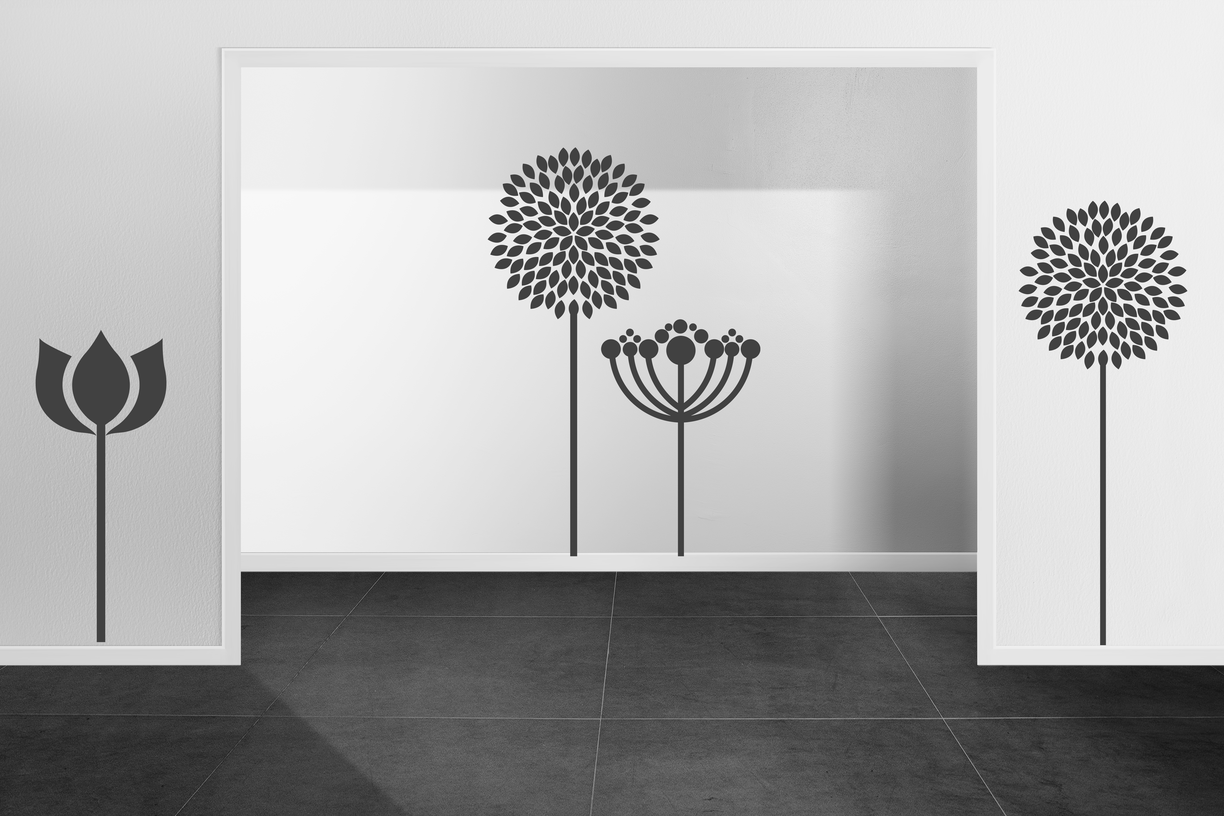 Modernes Blumen Wandtattoo aus Folie – Minimalistisches Floral Design