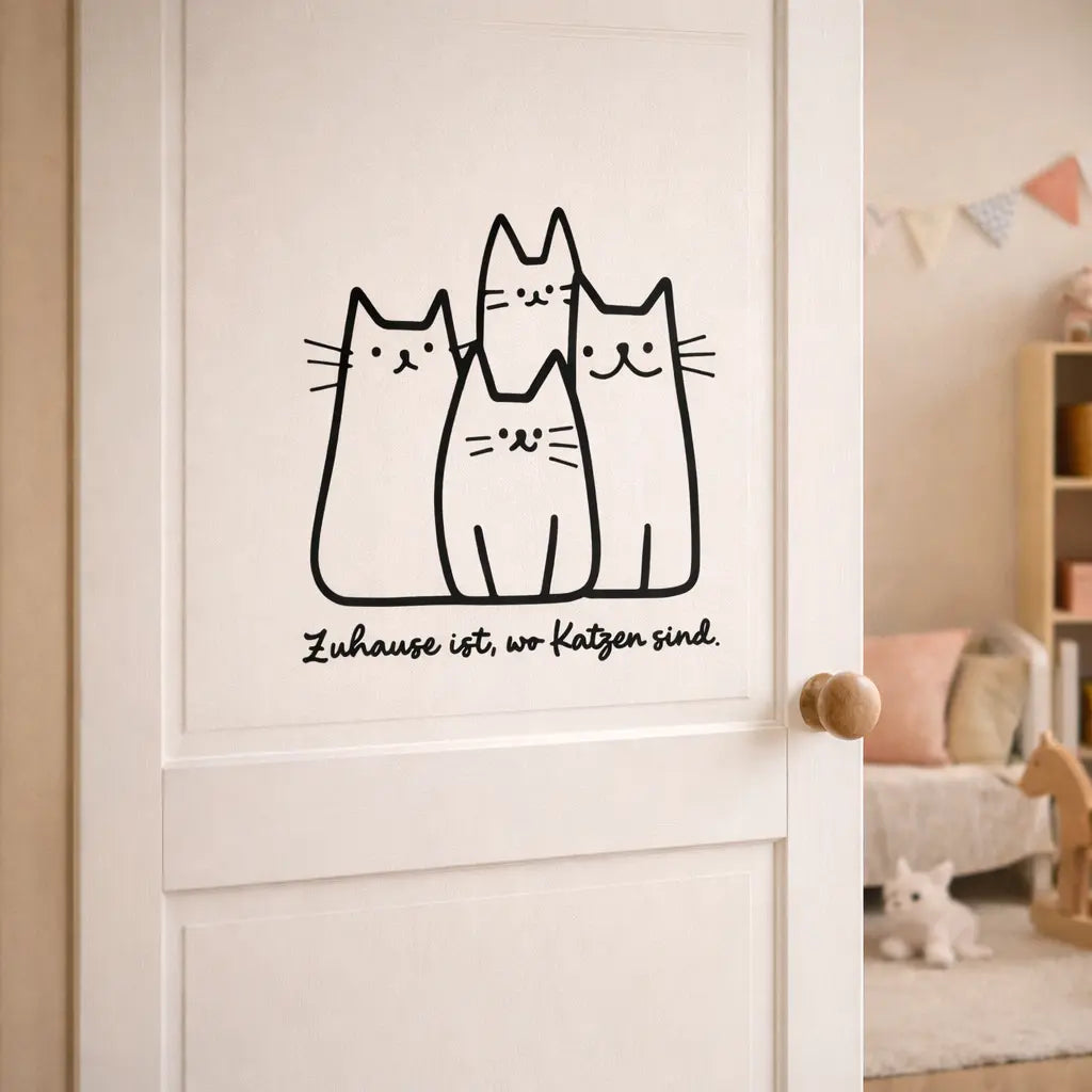 Minimalistisches Katzen Wandtattoo – optional personalisierbar Prakto