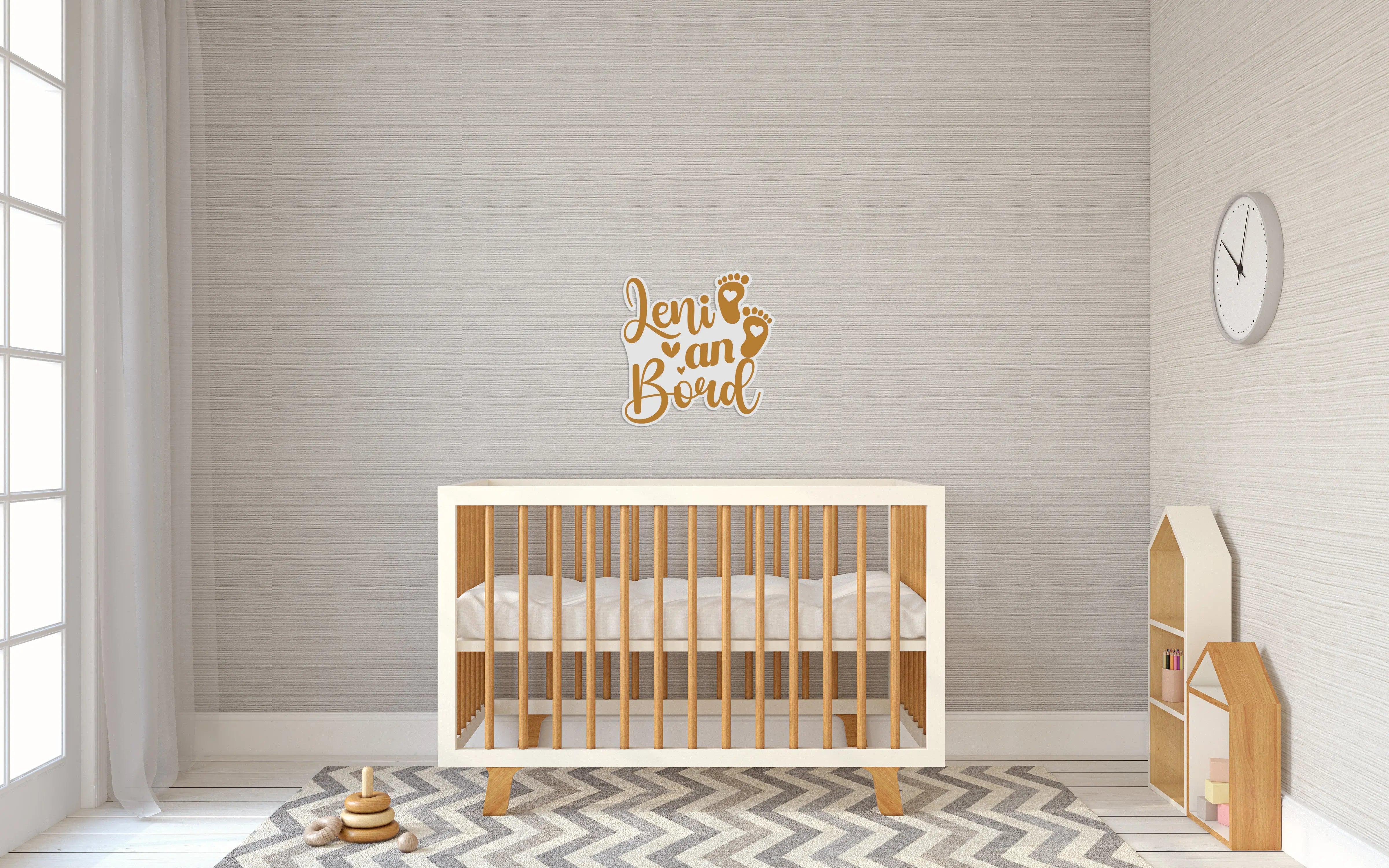 Baby an Bord Aufkleber – Zweifarbig & Personalisiert mit Name | Auto Fenster & Kinderzimmer Sticker Prakto