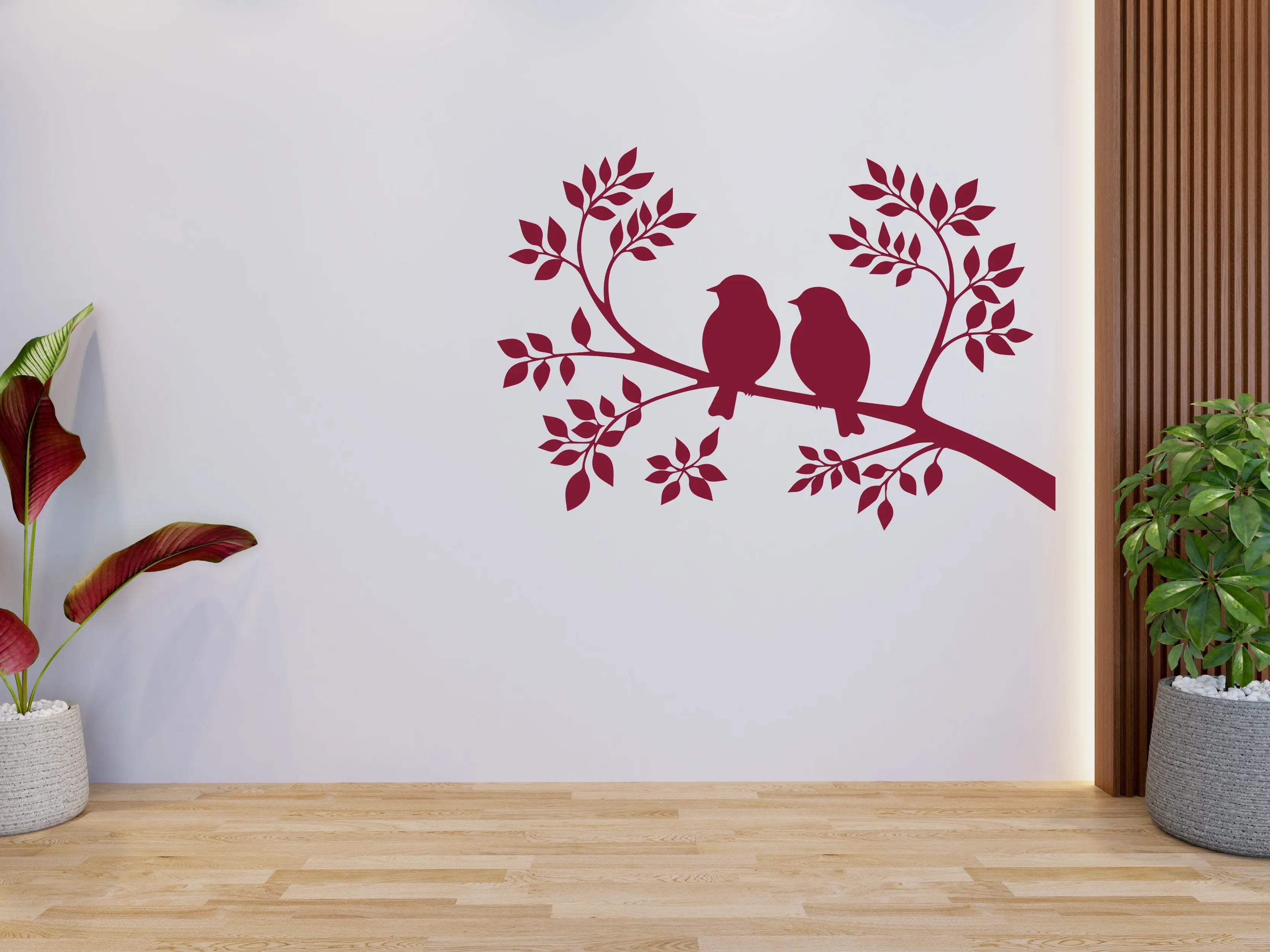 Wandtattoo Vögel auf Ast – Minimalistische Wandfolie aus Vinyl (20×30 bis 60×90 cm) Prakto