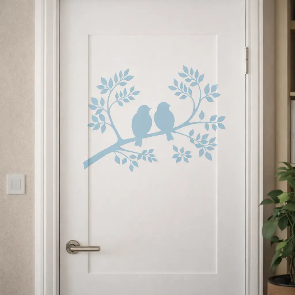 Wandtattoo Vögel auf Ast – Minimalistische Wandfolie aus Vinyl (20×30 bis 60×90 cm) Prakto