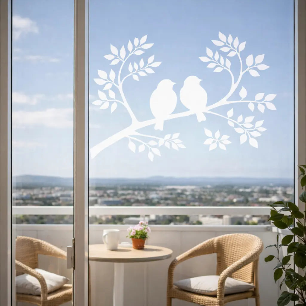 Wandtattoo Vögel auf Ast – Minimalistische Wandfolie aus Vinyl (20×30 bis 60×90 cm) Prakto