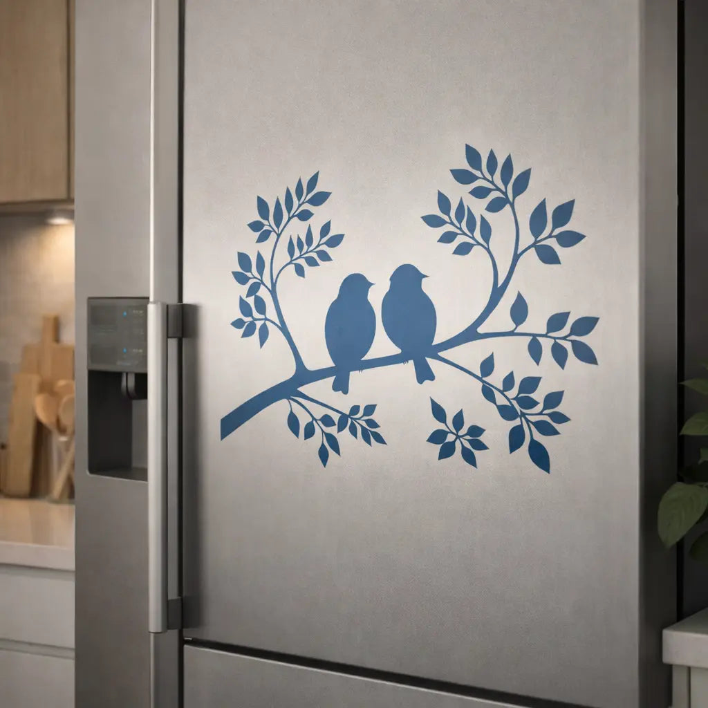 Wandtattoo Vögel auf Ast – Minimalistische Wandfolie aus Vinyl (20×30 bis 60×90 cm) Prakto